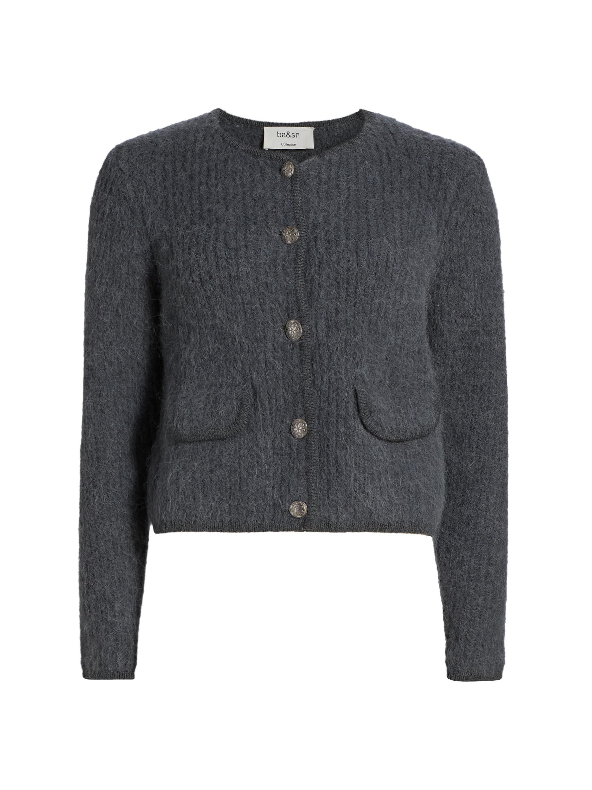 ba & sh Women's Harry Brushed Flap-Pocket Cardigan - Anthracite