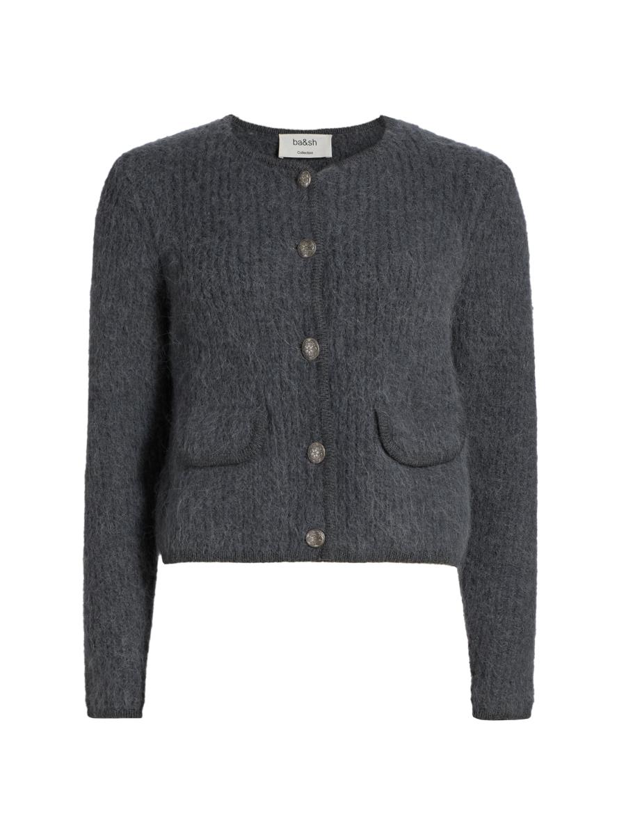 Ba&sh Women's Harry Brushed Flap-pocket Cardigan In Gray
