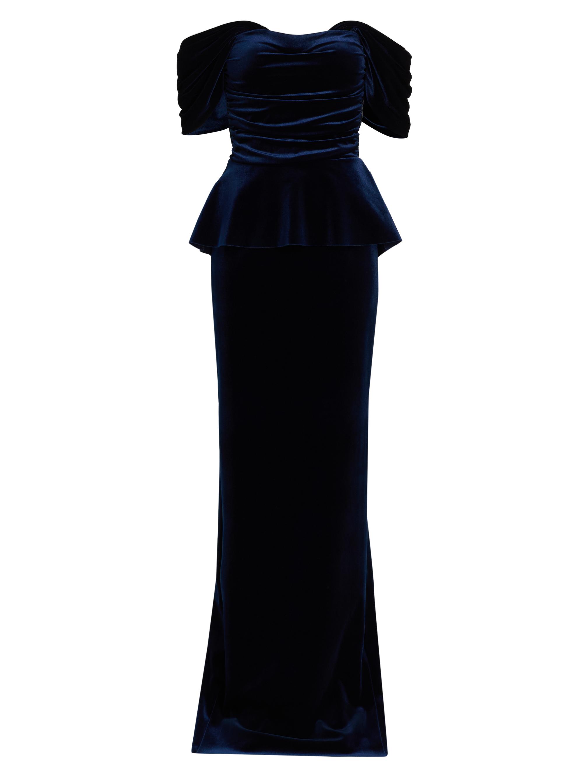 Chiara Boni La Petite Robe Women's Vesina Off-the-Shoulder Velvet Gown - Blue Notte
