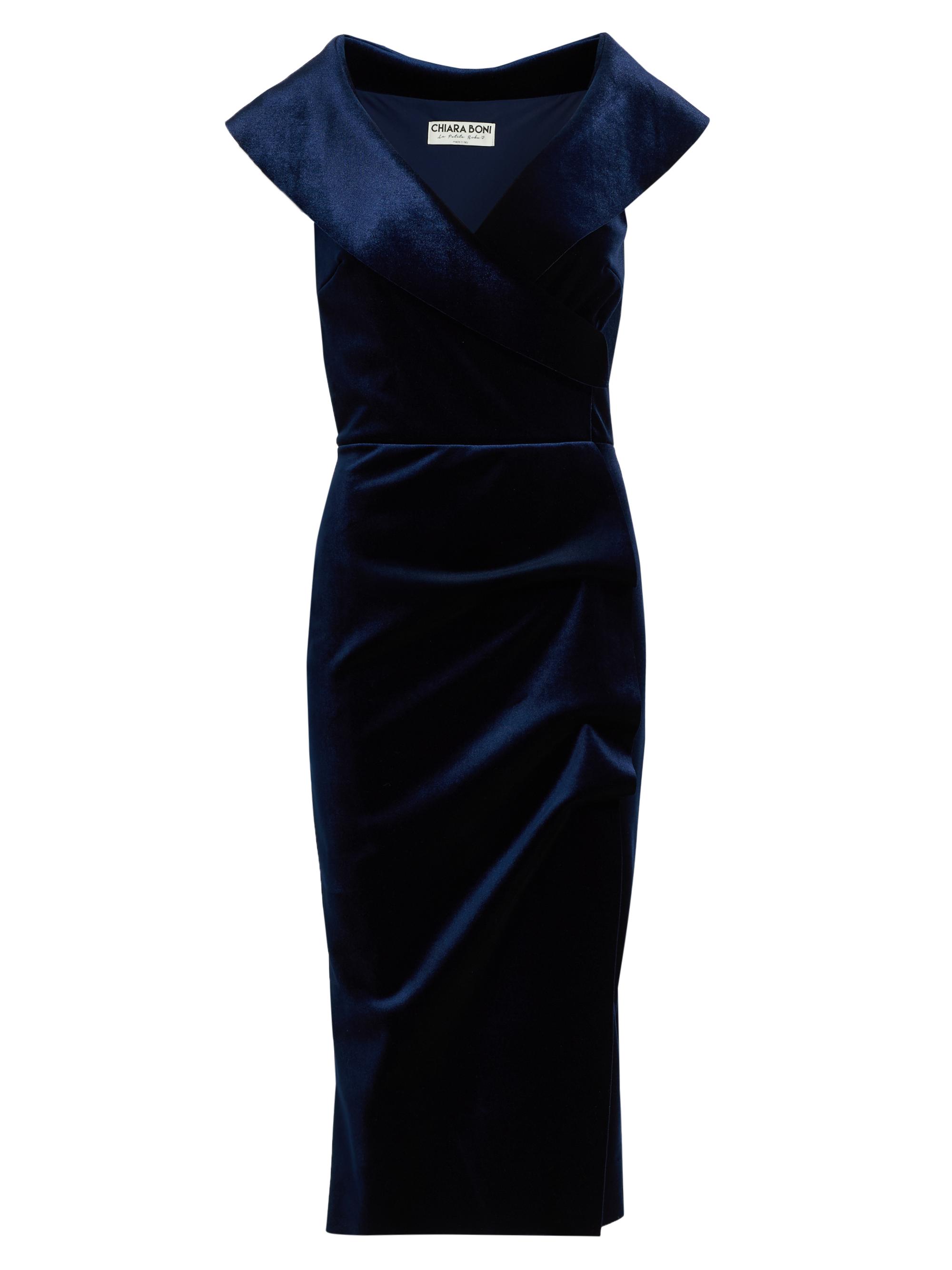Chiara Boni La Petite Robe Women's Fiy Ruched Velvet Cocktail Dress - Blue Notte
