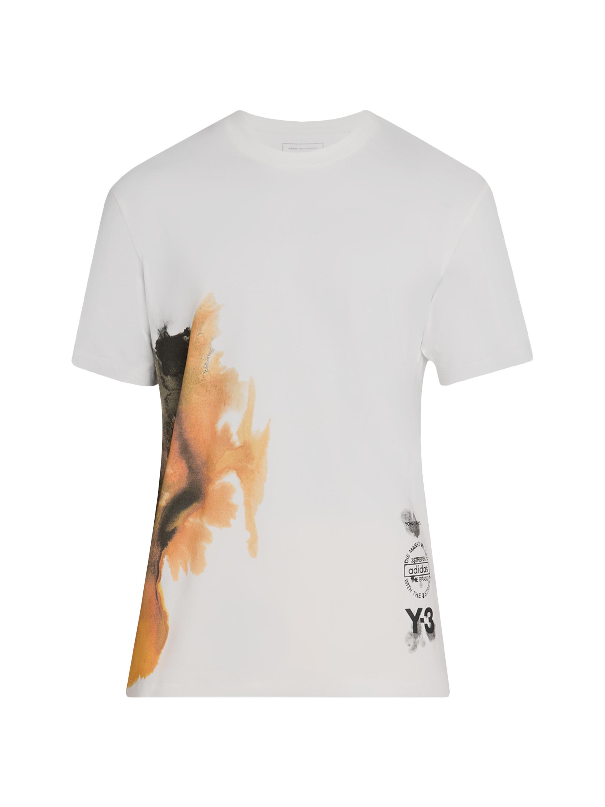 Y-3 Men's AOP Amber Ink Cotton T-Shirt - White