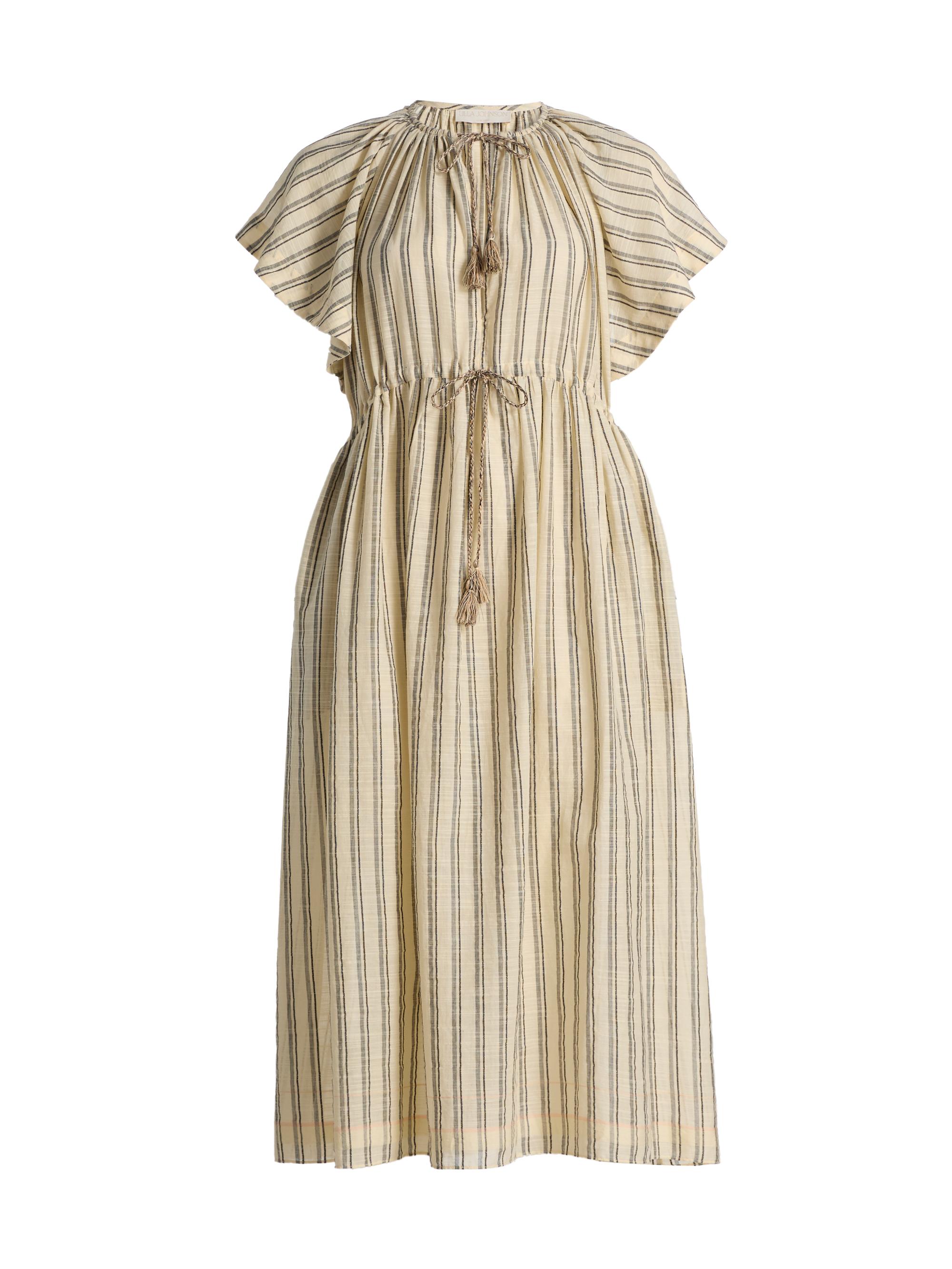 Ulla Johnson Women's Ariane Striped Cotton Tieneck Midi-Dress - Cowrie Stripe