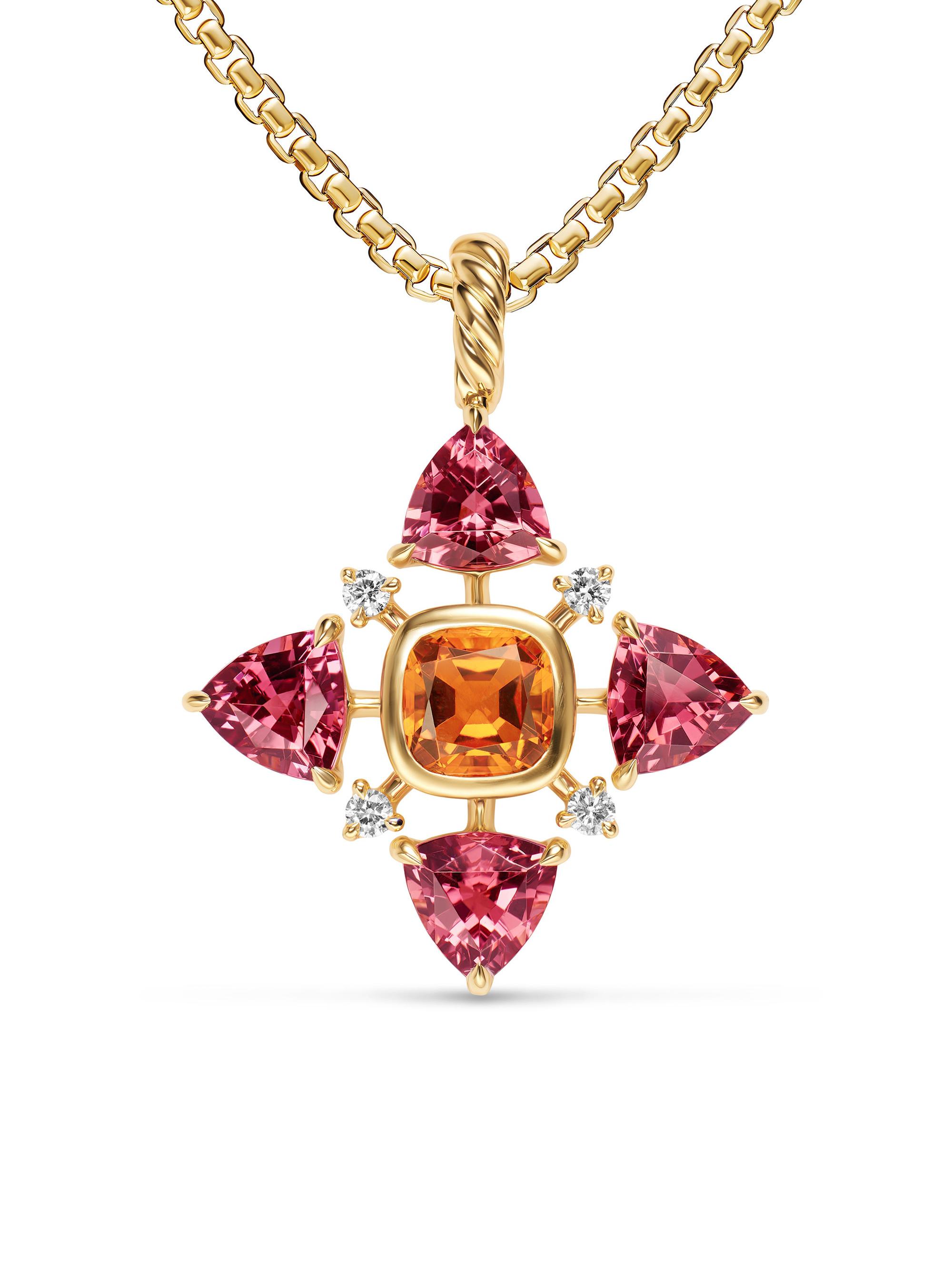 David Yurman Women's Renaissance Quad Pendant in 18K Yellow Gold - Blue Topaz