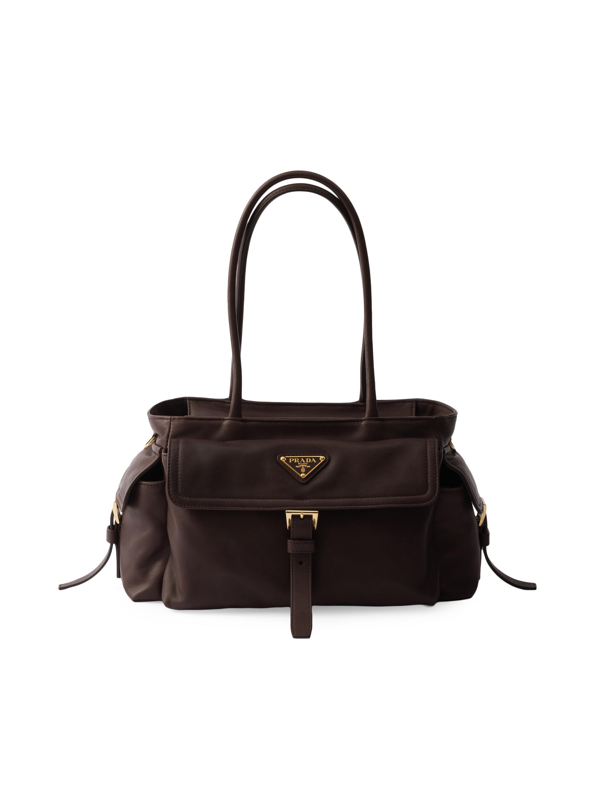 Prada Women's  Explore Nappa Leather Top Handle Bag - Dark Brown