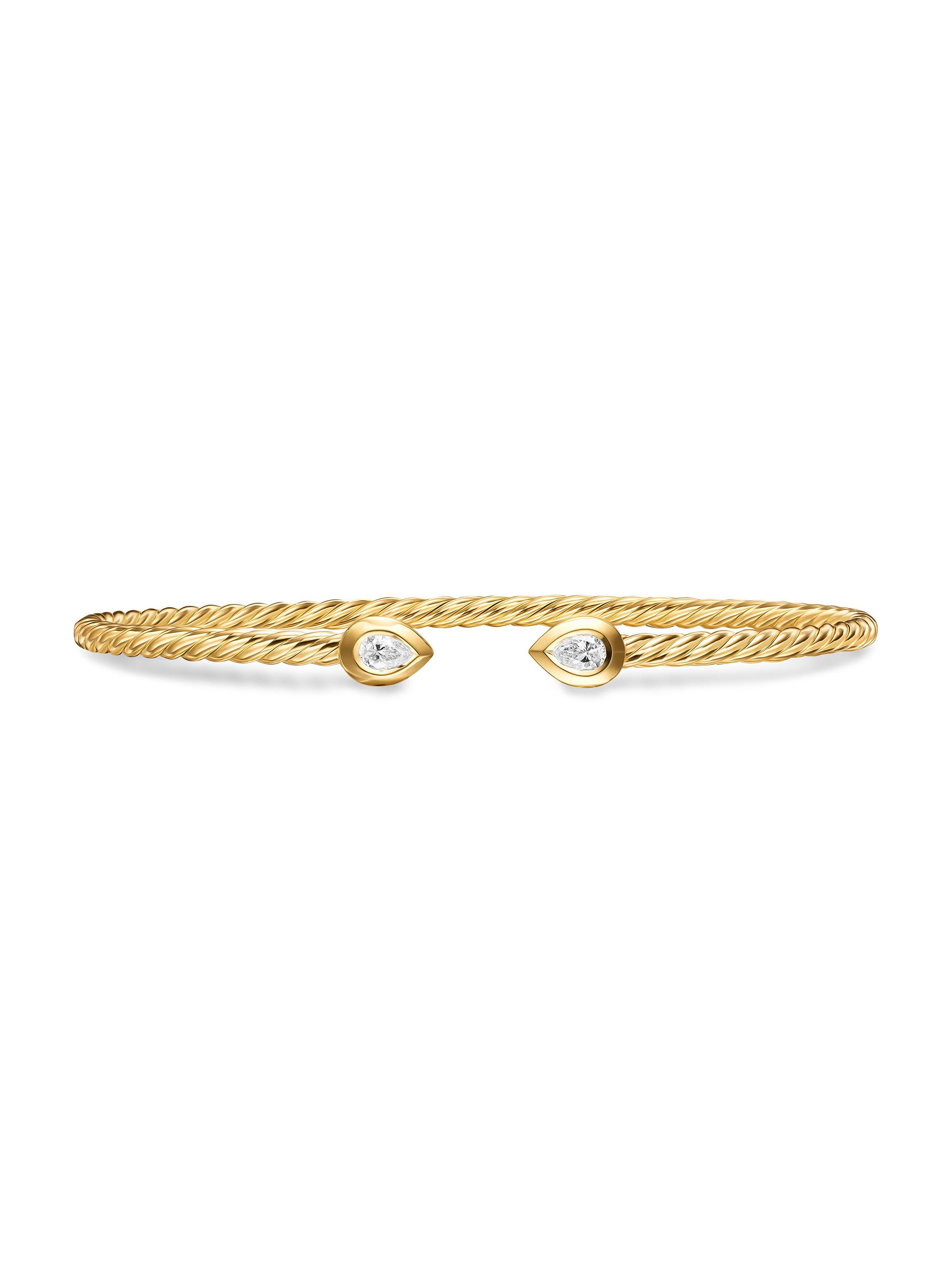 David Yurman Women's Modern Renaissance Pear Cablespira Bracelet in 18K Yellow Gold - Diamond