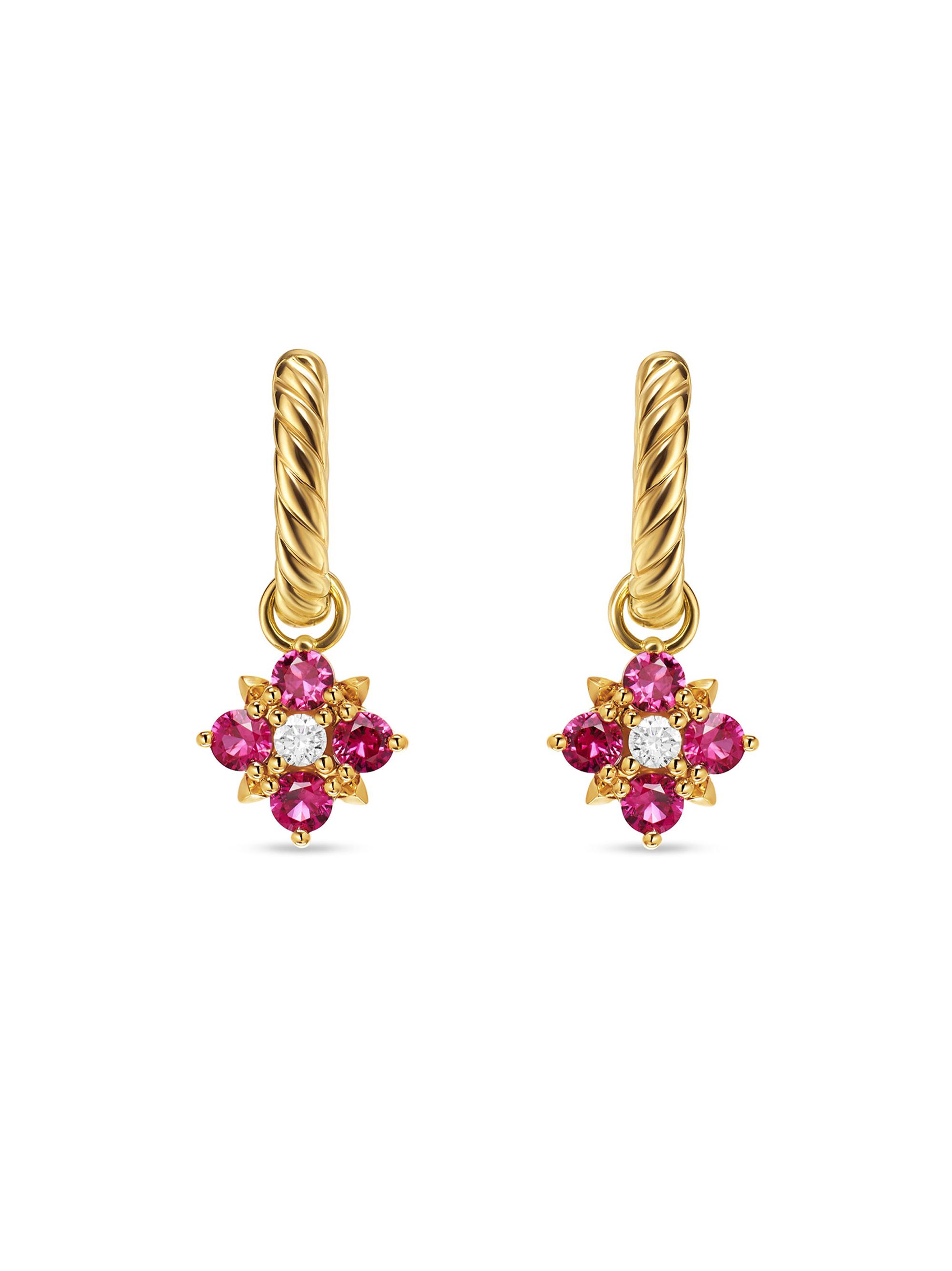 David Yurman Women's Petite Modern Renaissance Color Drop Earrings in 18K Yellow Gold - Ruby