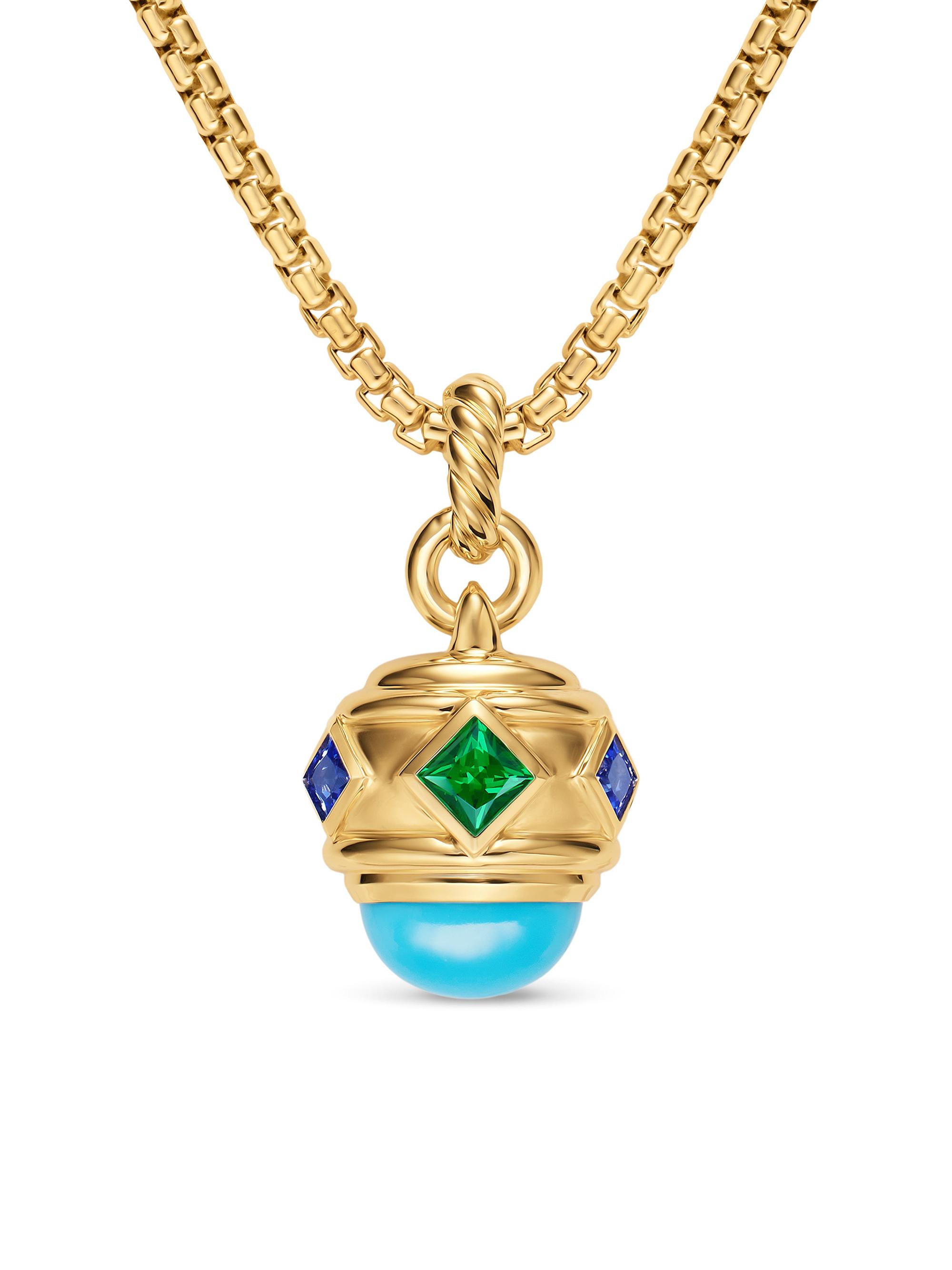 David Yurman Women's Renaissance Amulet in 18K Yellow Gold - Turquoise