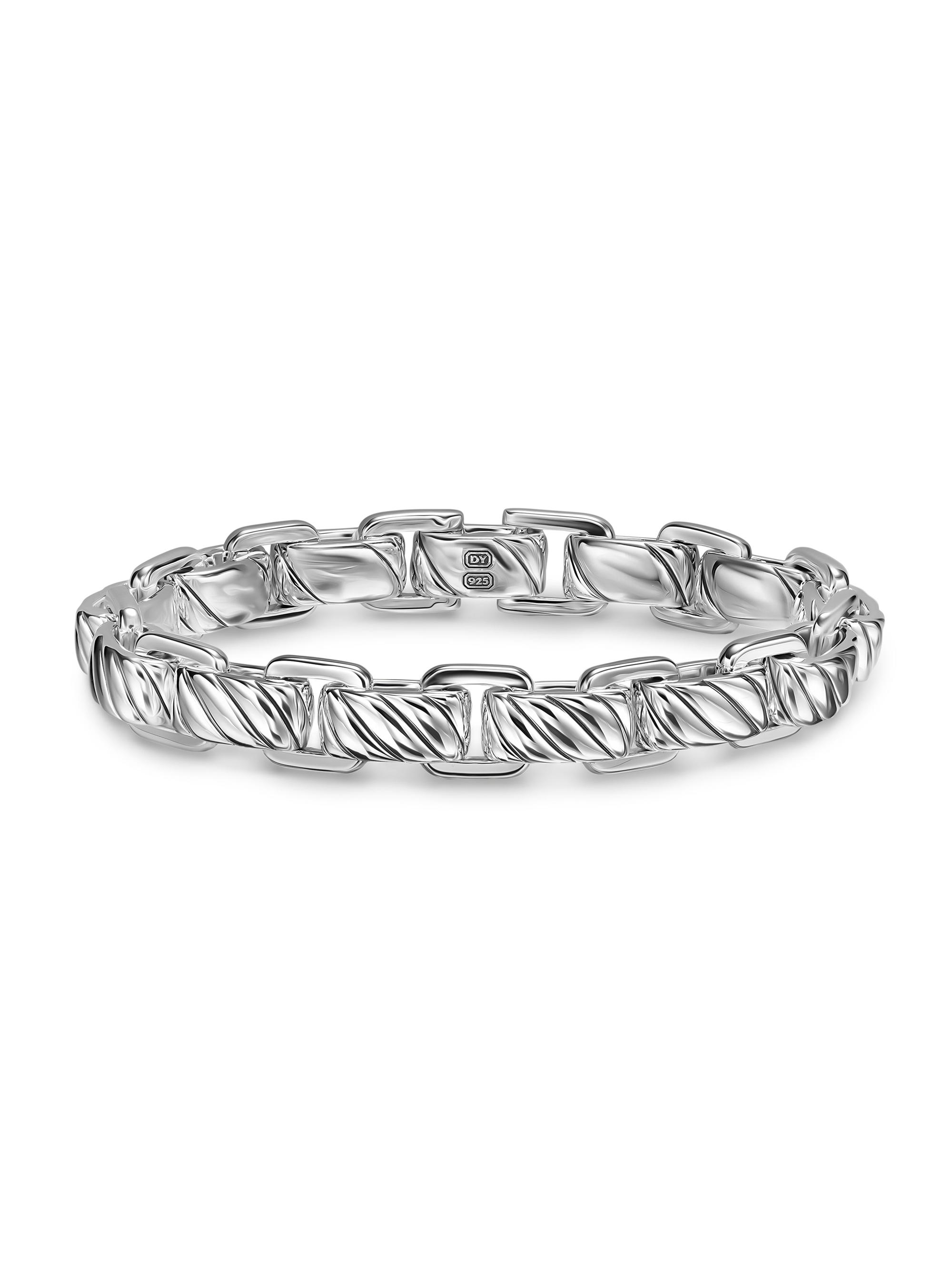 David Yurman Men's Sculpted Cable Link Bracelet in Sterling Silver, 12MM - Silver