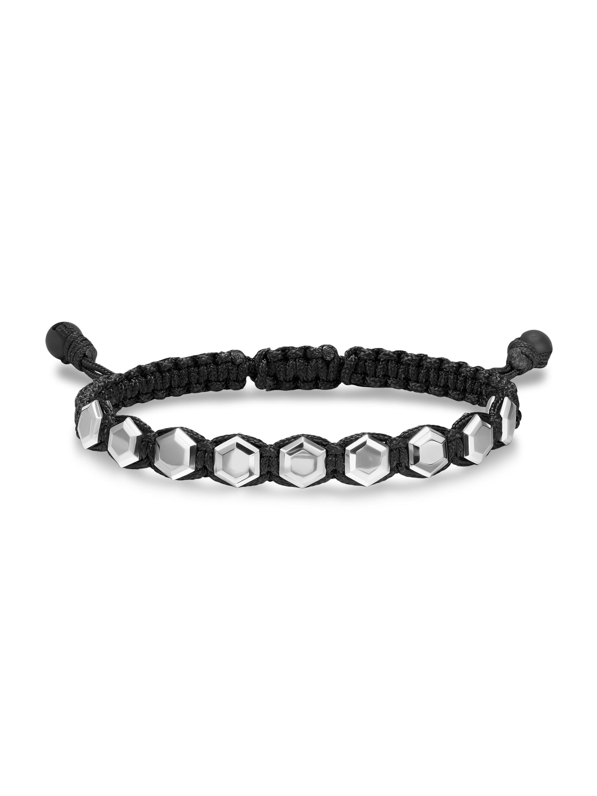 David Yurman Men's Faceted Woven Bracelet in Sterling Silver - Black Onyx