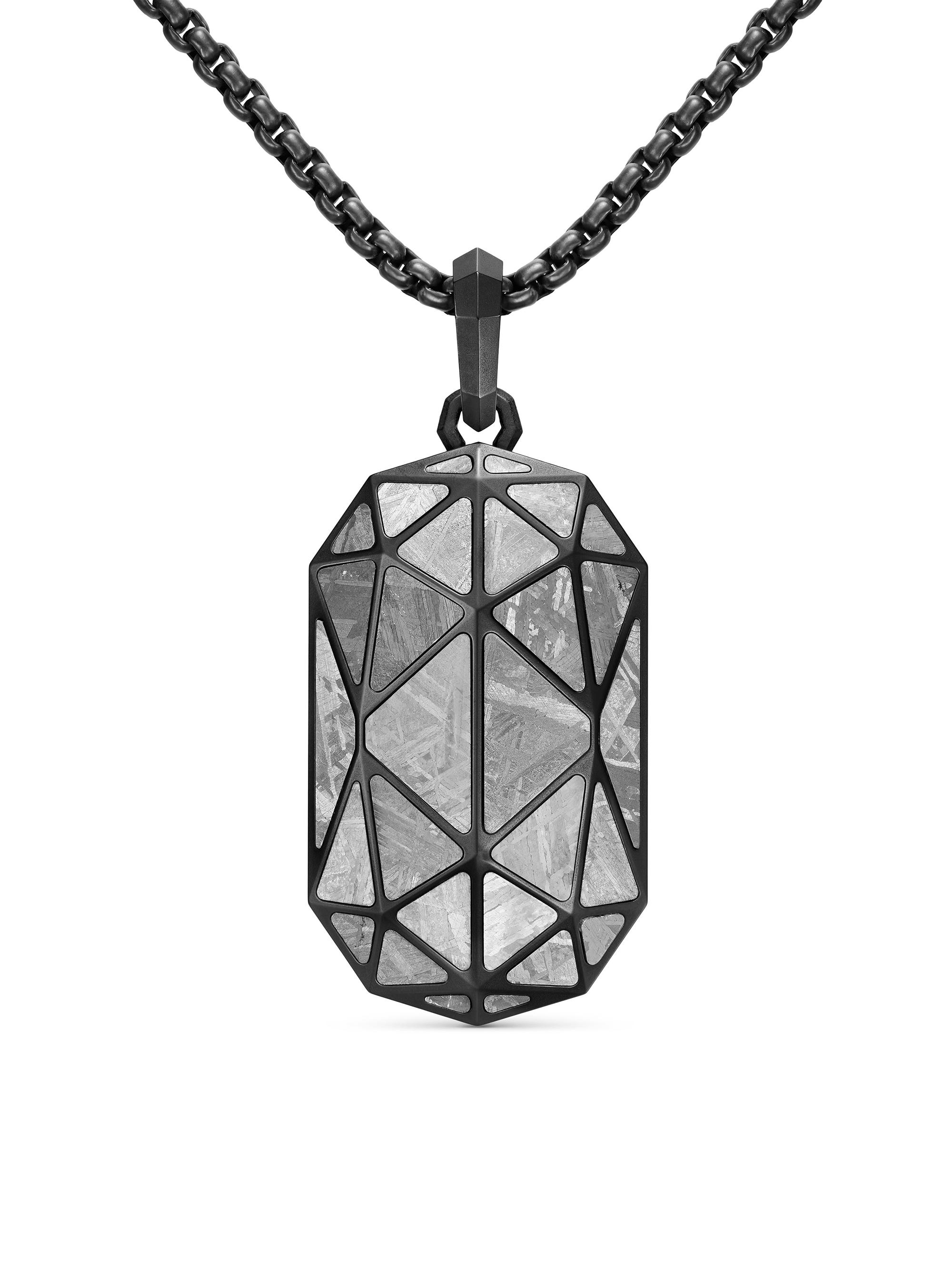 David Yurman Men's Faceted Amulet in Black Titanium - Meteorite