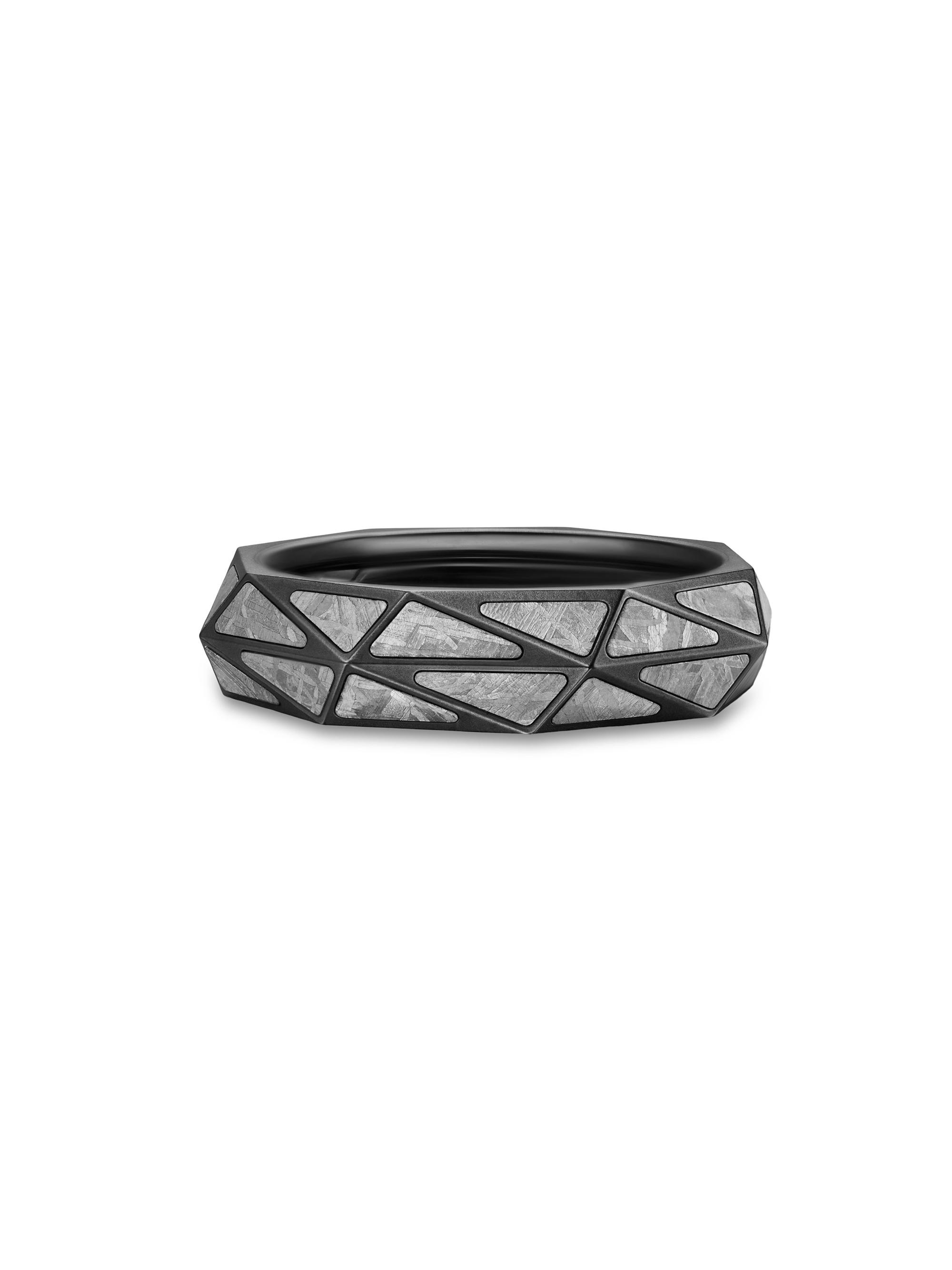 David Yurman Men's Faceted Band Ring in Black Titanium - Meteorite