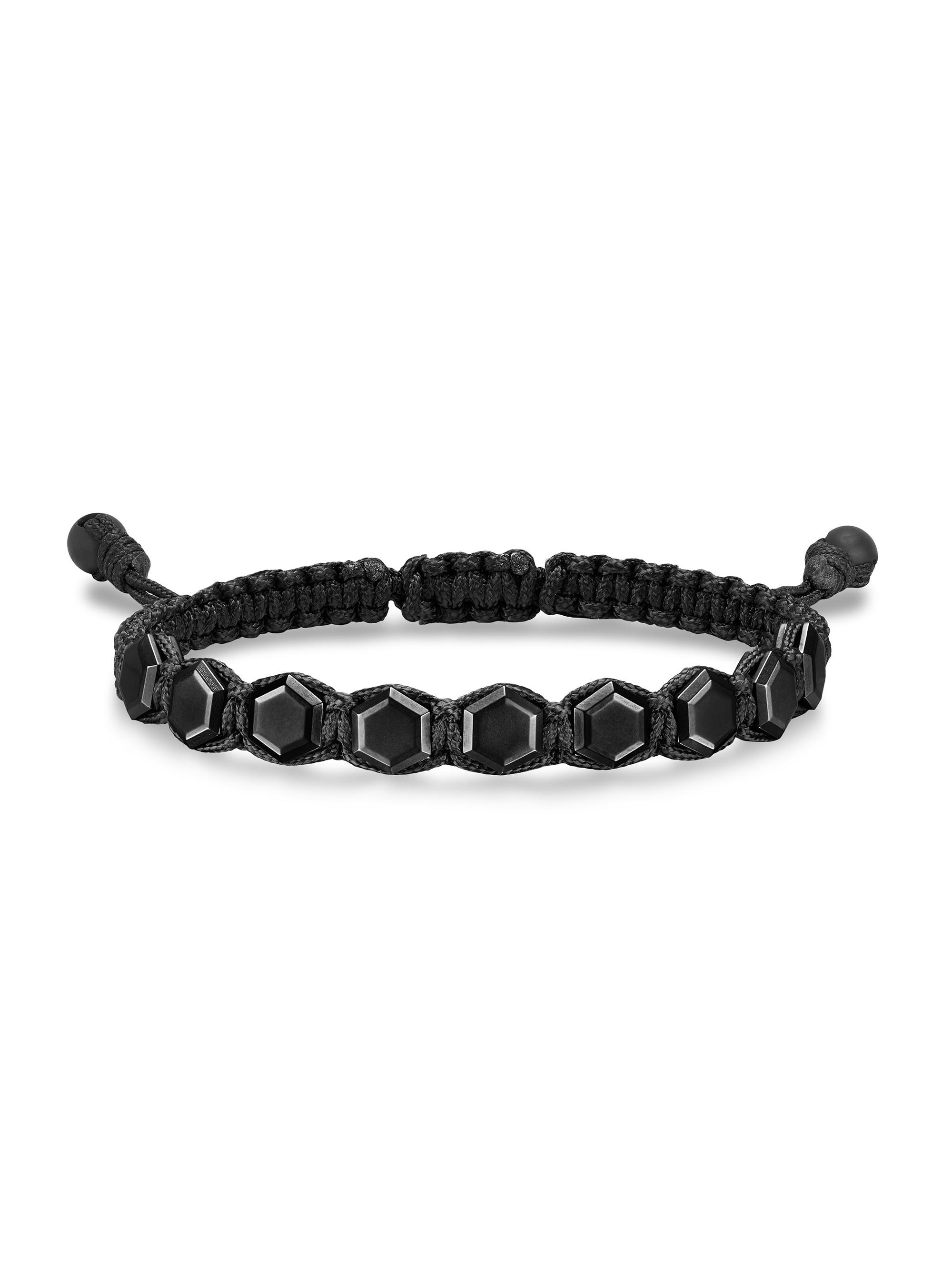 David Yurman Men's Faceted Woven Bracelet in Black Titanium - Black Onyx