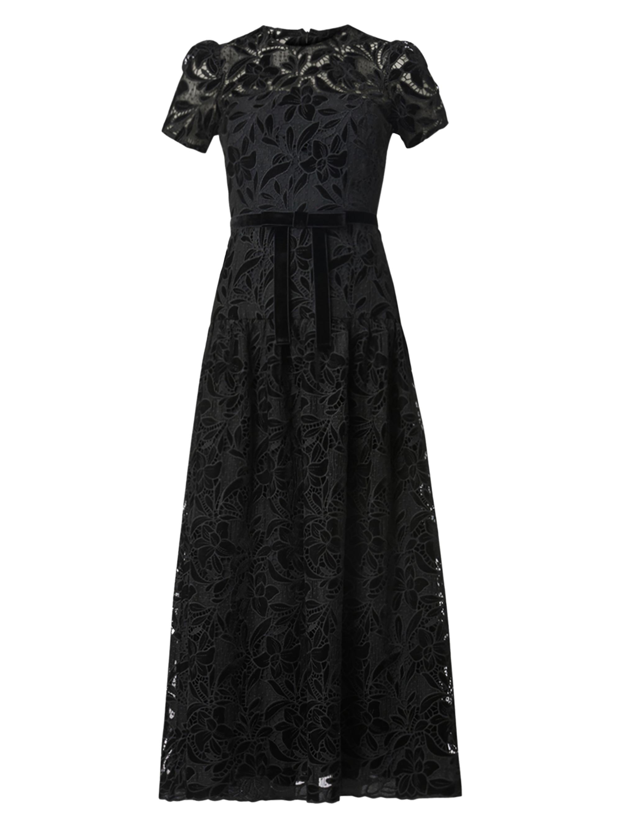 Shoshanna Women's Farah Velvet Lace Tea-Length Dress - Jet