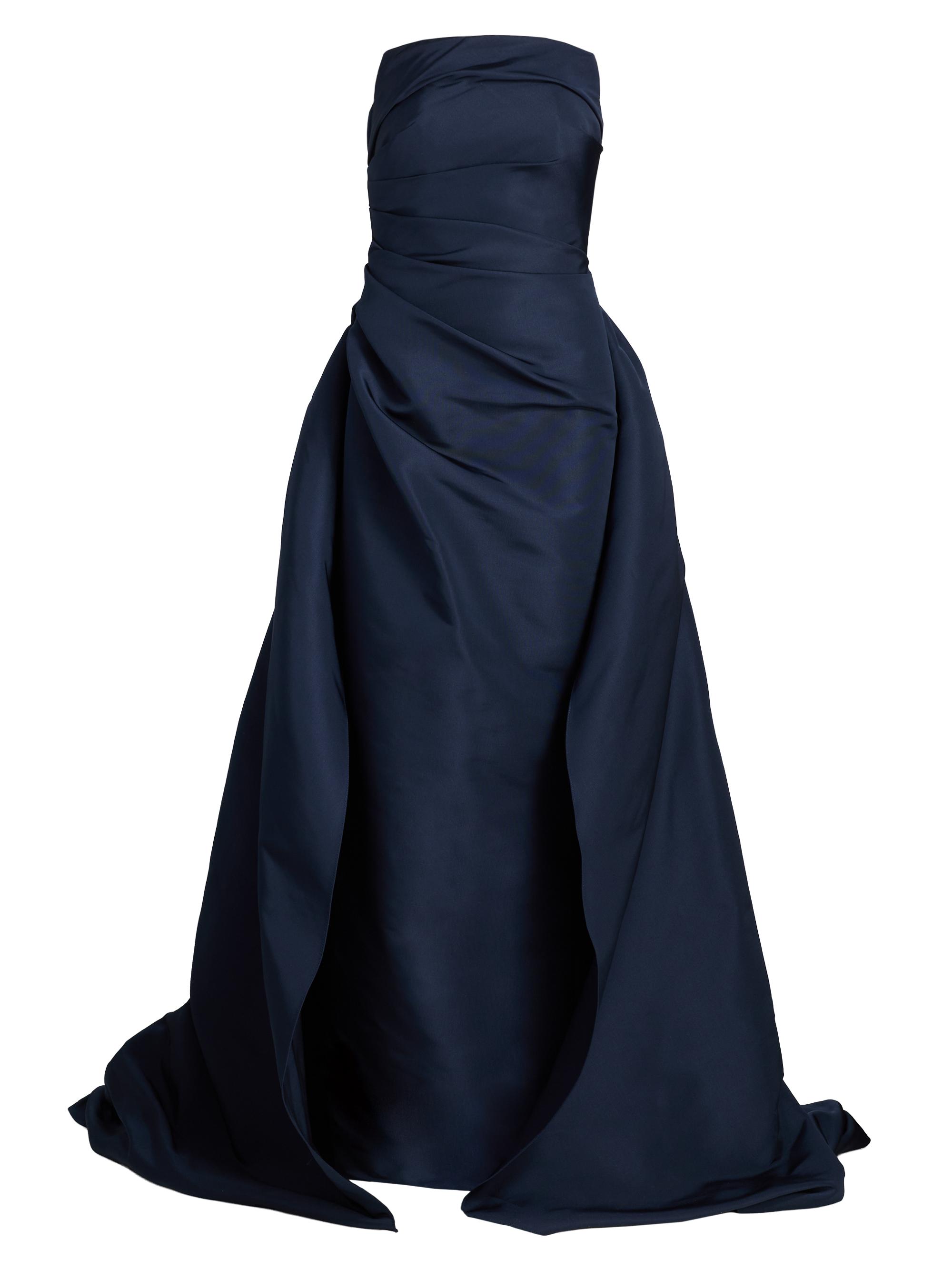 Pamella Roland Women's Draped Faille Strapless Ballgown - Midnight