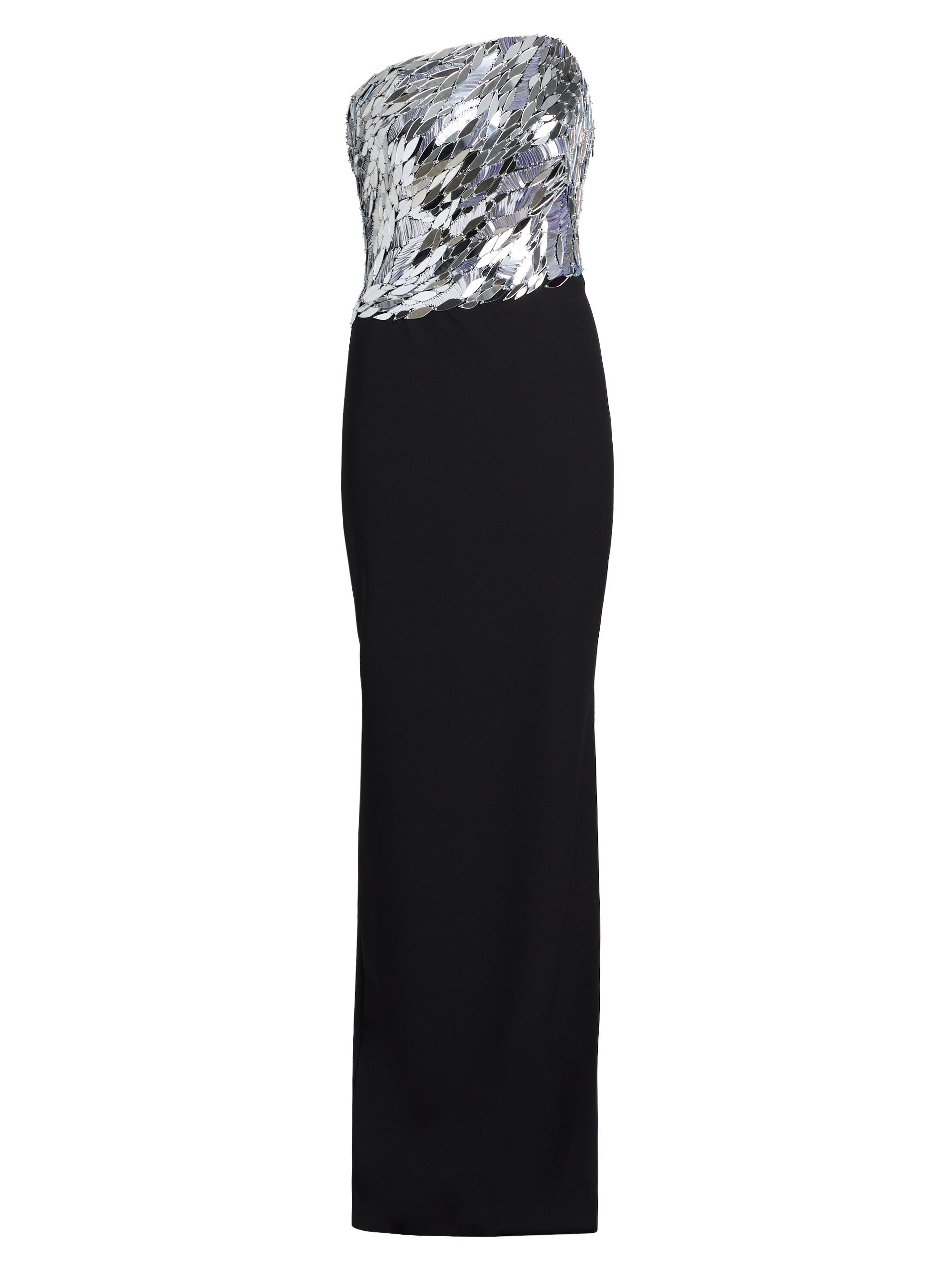 Pamella Roland Women's Mirror Embellished Mixed Media Gown - Black Silver