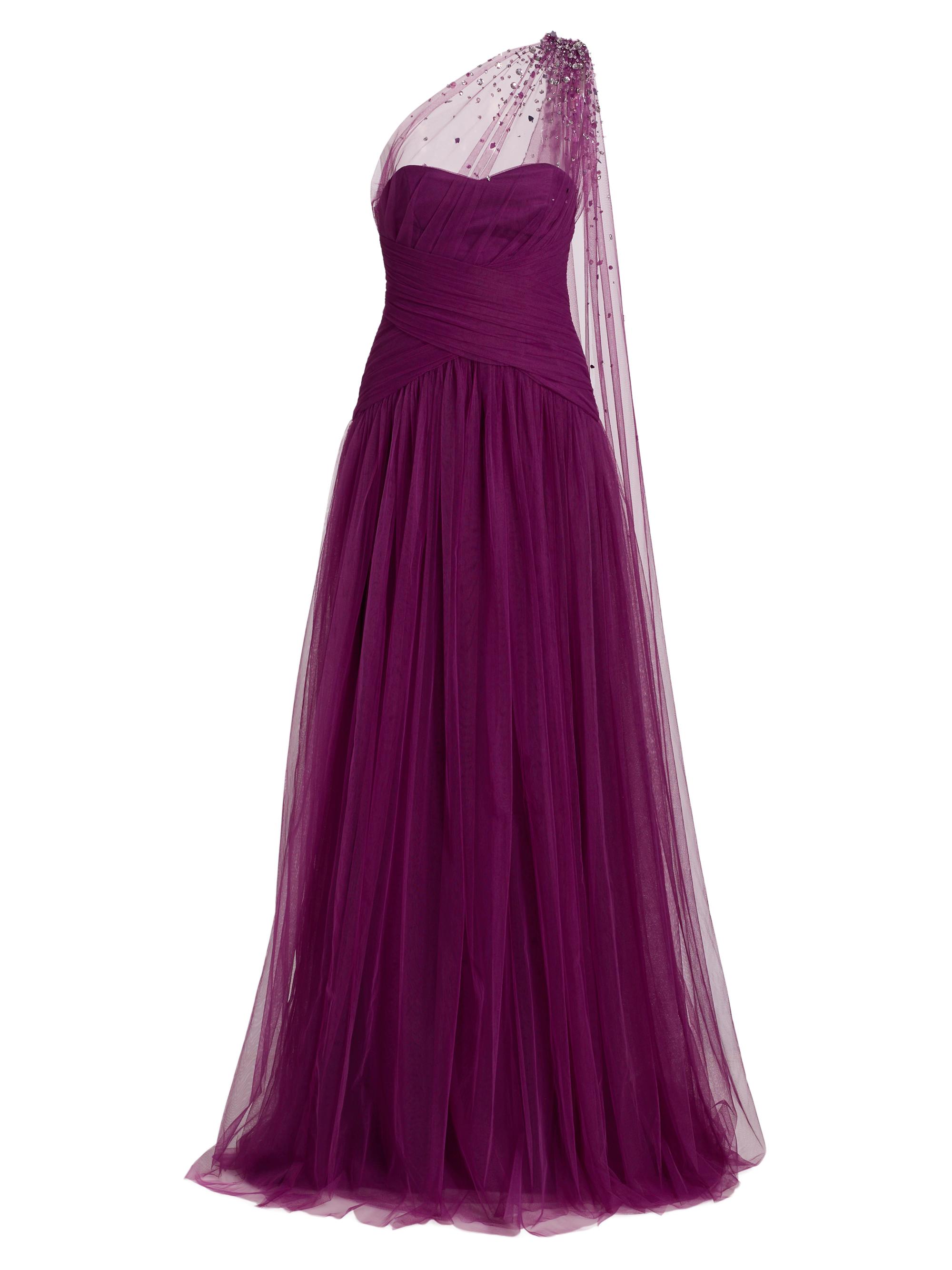 Pamella Roland Women's Embellished Tulle One-Shoulder Gown - Magenta