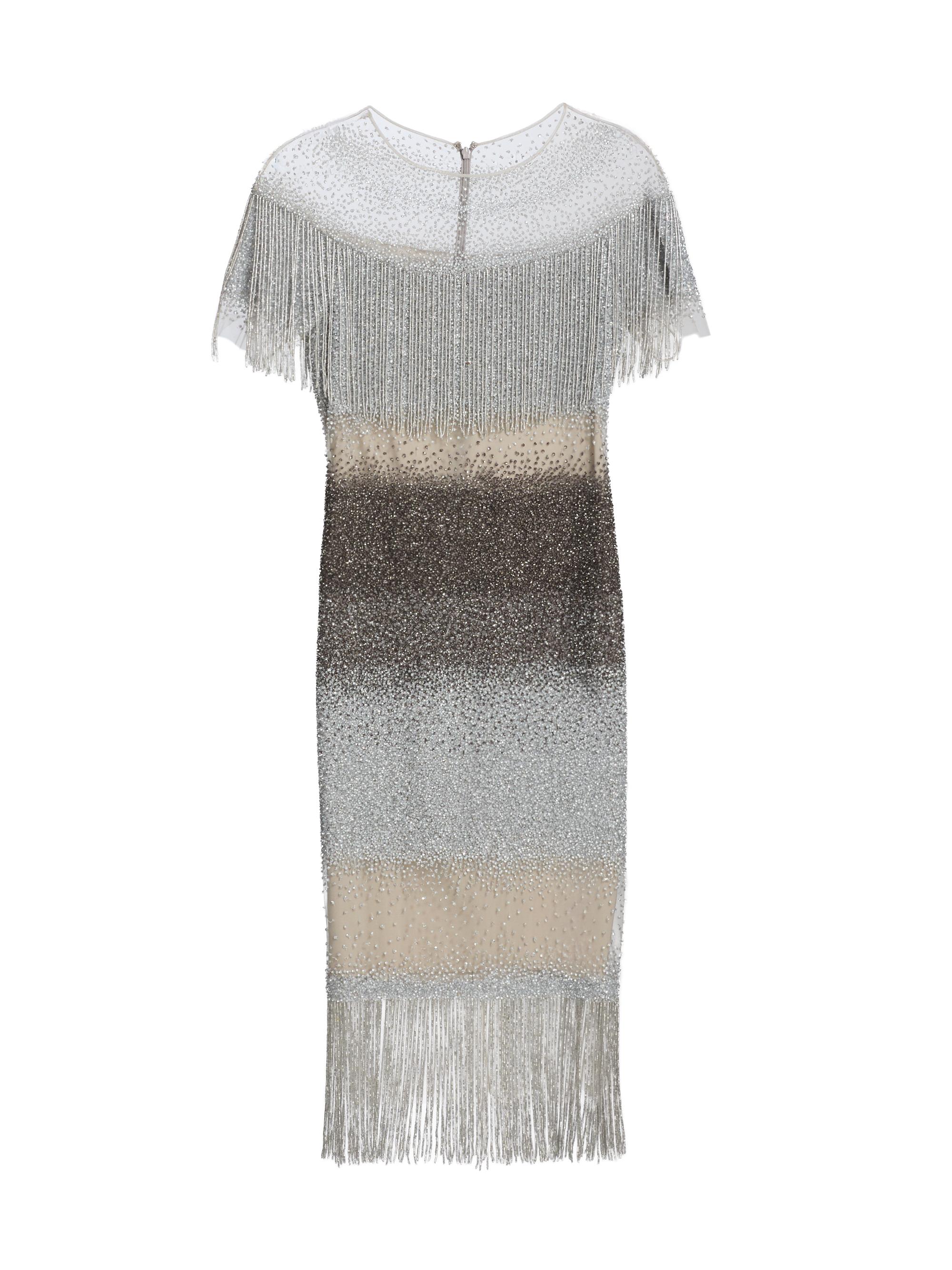 Pamella Roland Women's Signature Sequined Fringe Cocktail Dress - Silver