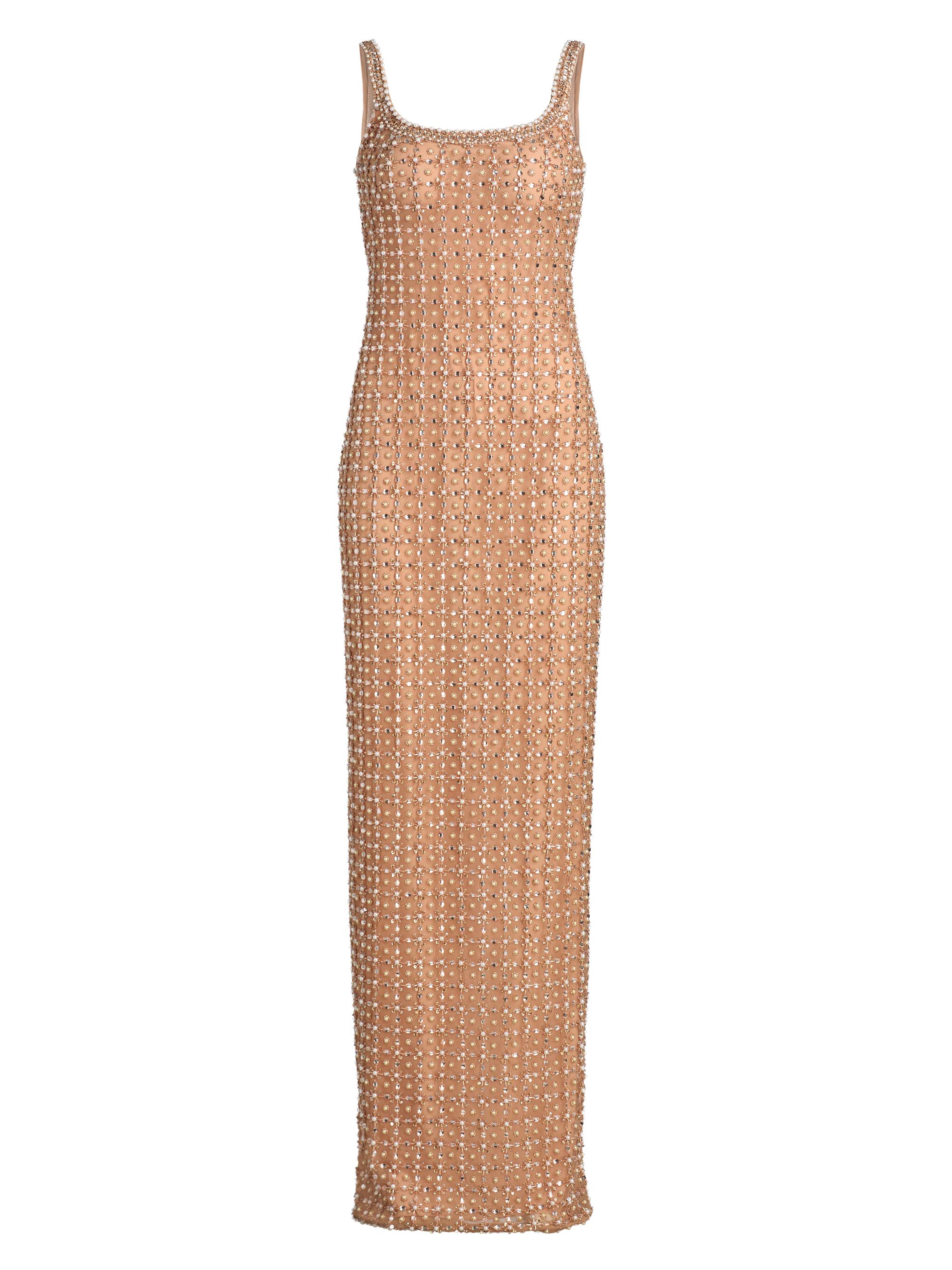 Pamella Roland Women's Imitation Pearl & Bead-Embroidered Tulle Gown - Beige