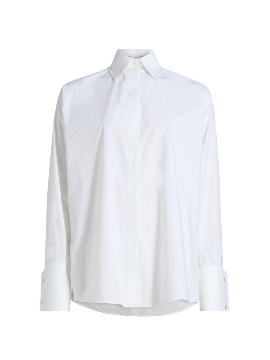Michael Kors Women's Cut Edge Oversized Tyler Shirt In White