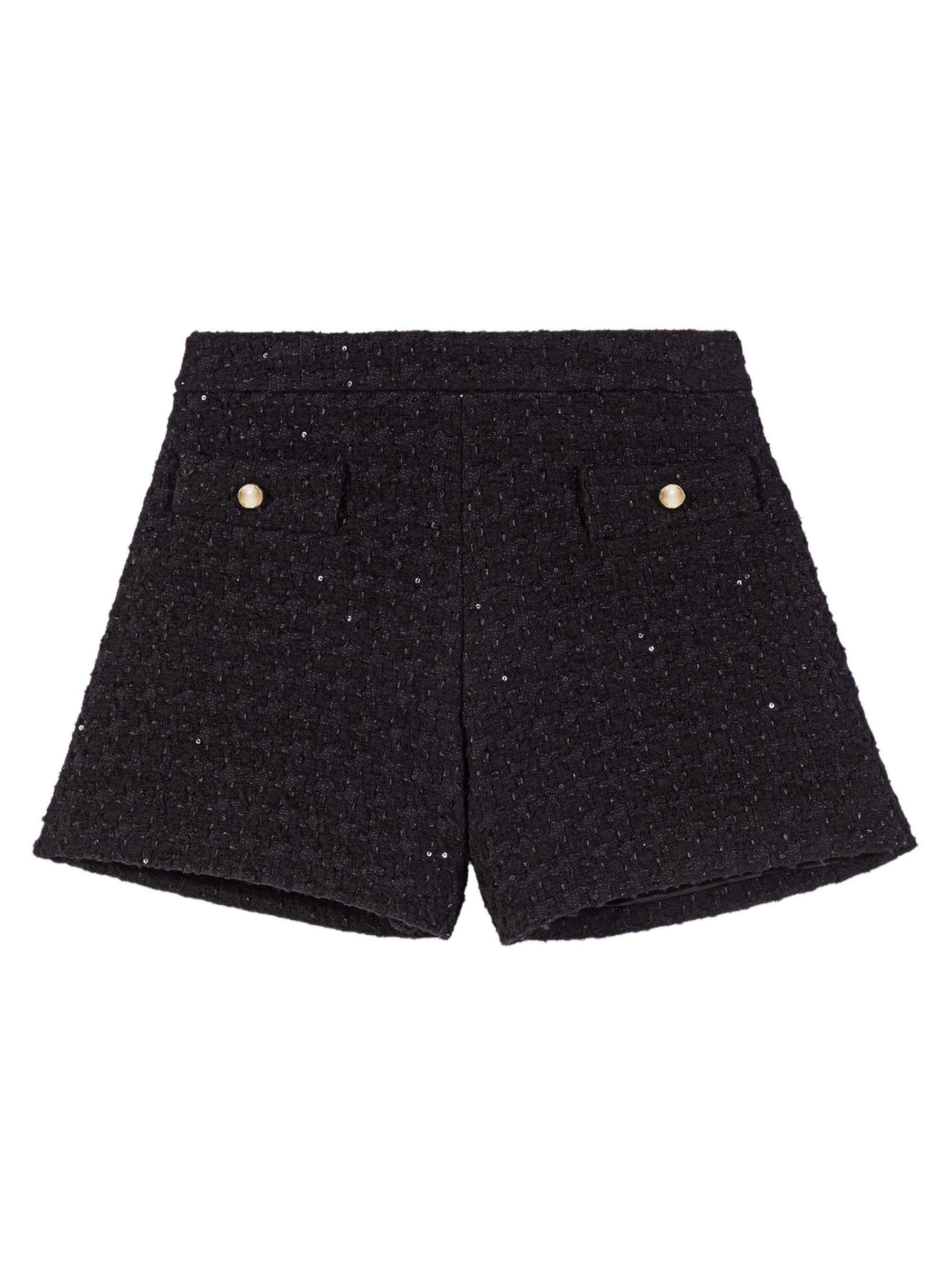Maje Women's Rhinestone Tweed Shorts - Black