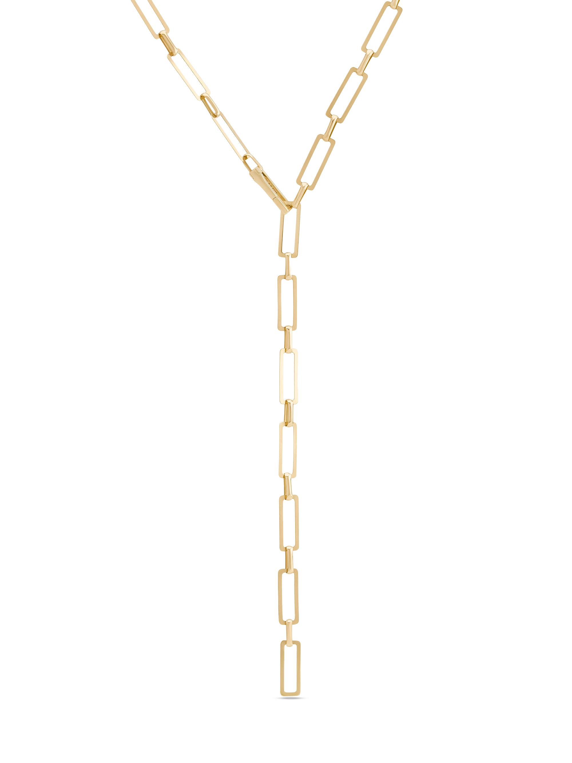 Lana Women's 14K Yellow Gold Paperclip Chain Lariat Necklace - Yellowgold