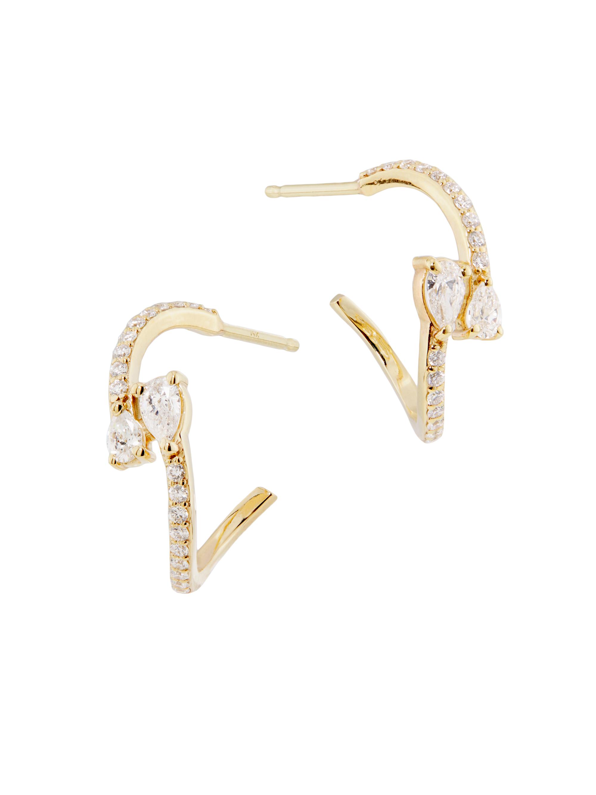 Lana Women's 14K Yellow Gold & 0.51 TCW Diamond Curved Huggie Earrings - Yellow Gold