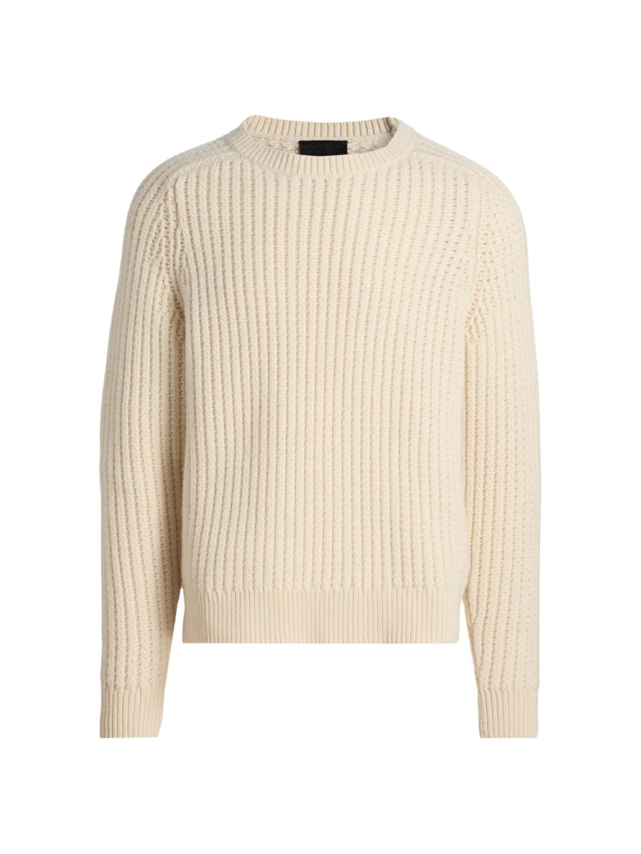 Nili Lotan Men's Demitry Rib-knit Wool Sweater In Neutral