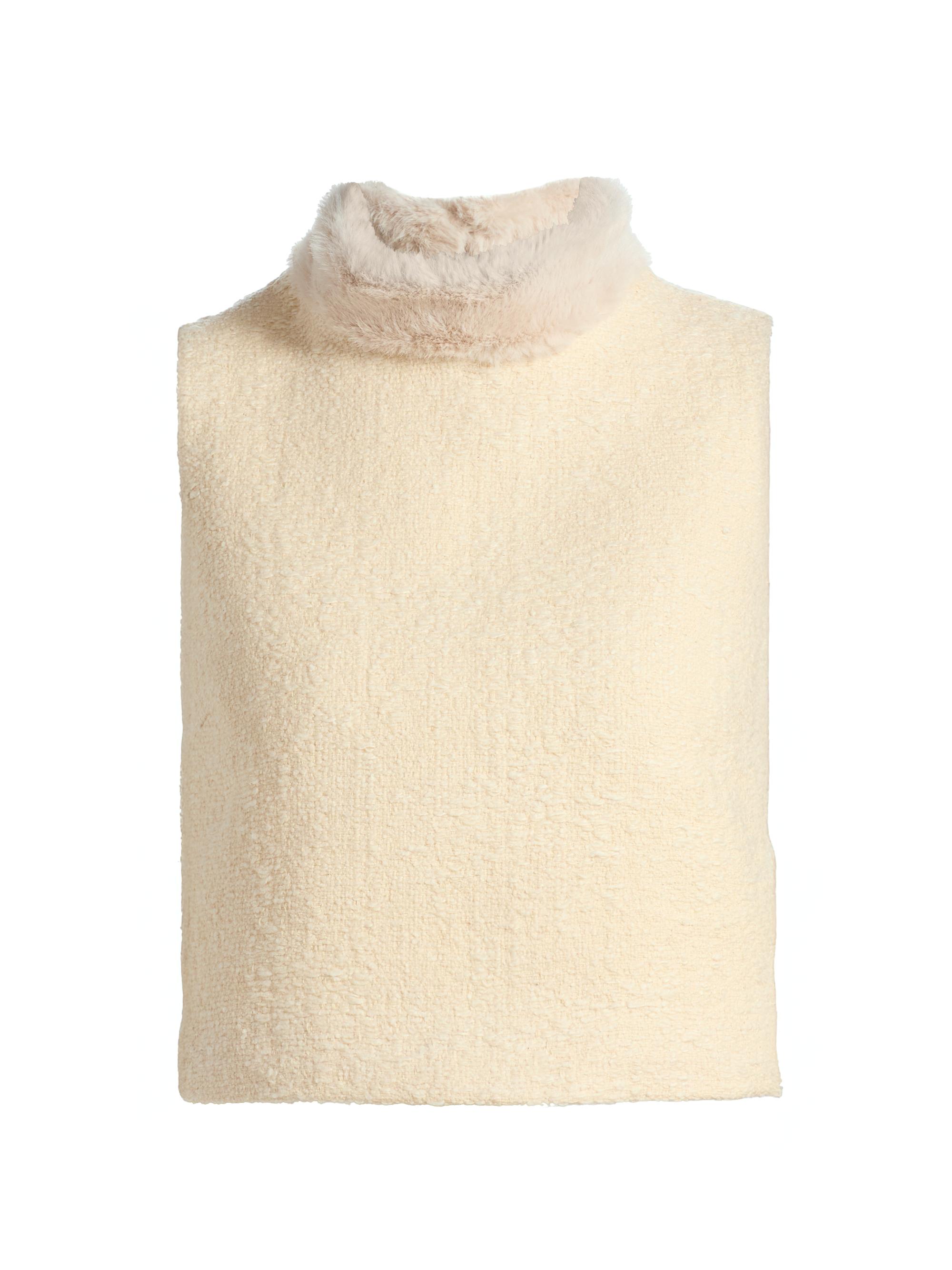 Cara Cara Women's Gina Faux Fur-Collar Tweed Boucle Top - Cloud Tweed