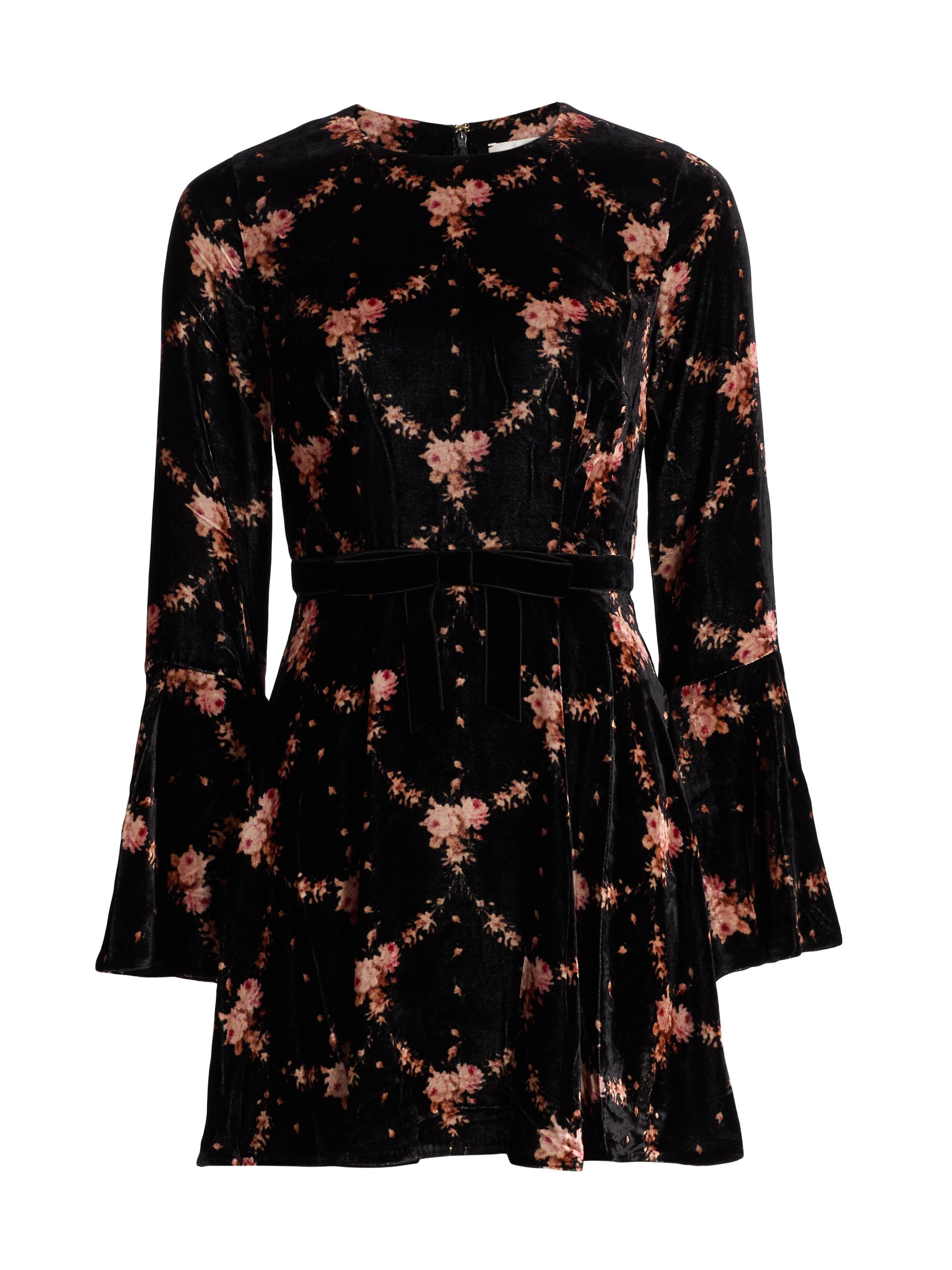Cara Cara Women's Rosabella Floral Velvet A-Line Minidress - Trellis Black