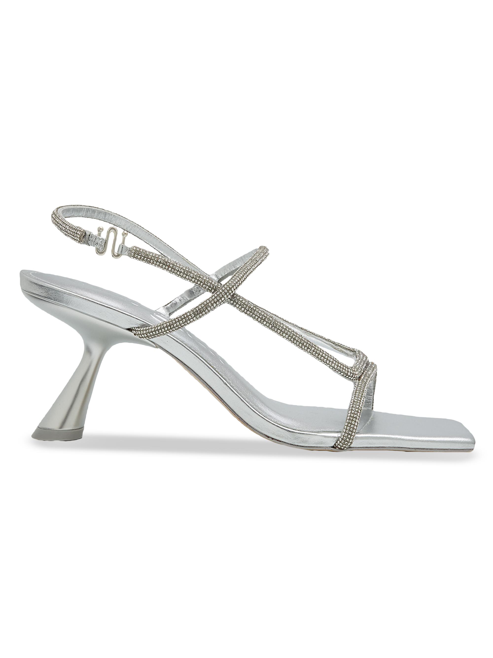 Cult Gaia Women's Reina 70MM Rhinestone Metallic Leather Sandals - Silver