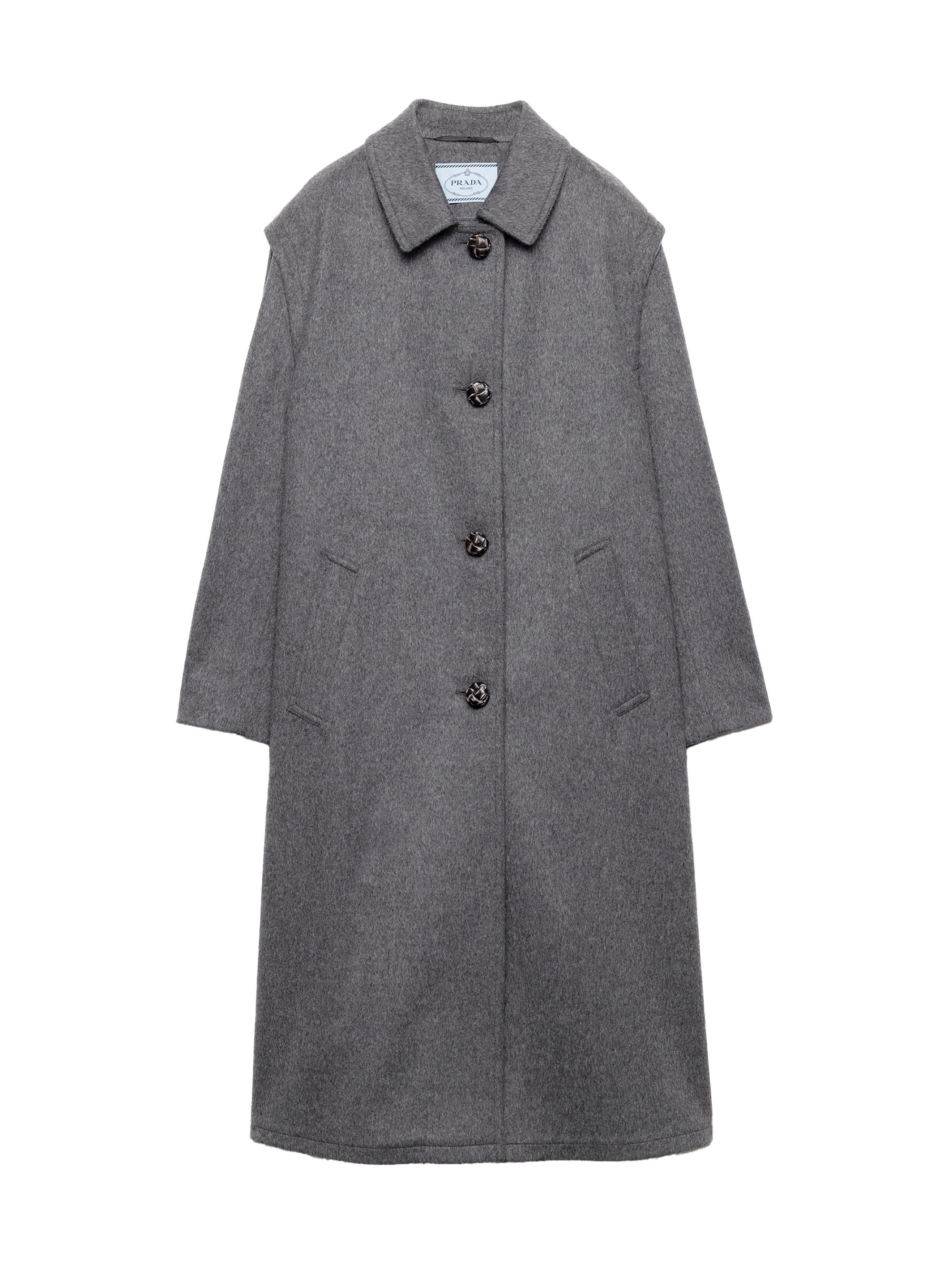 Prada Women's Single-Breasted Double Loden Cloth Coat - Grey