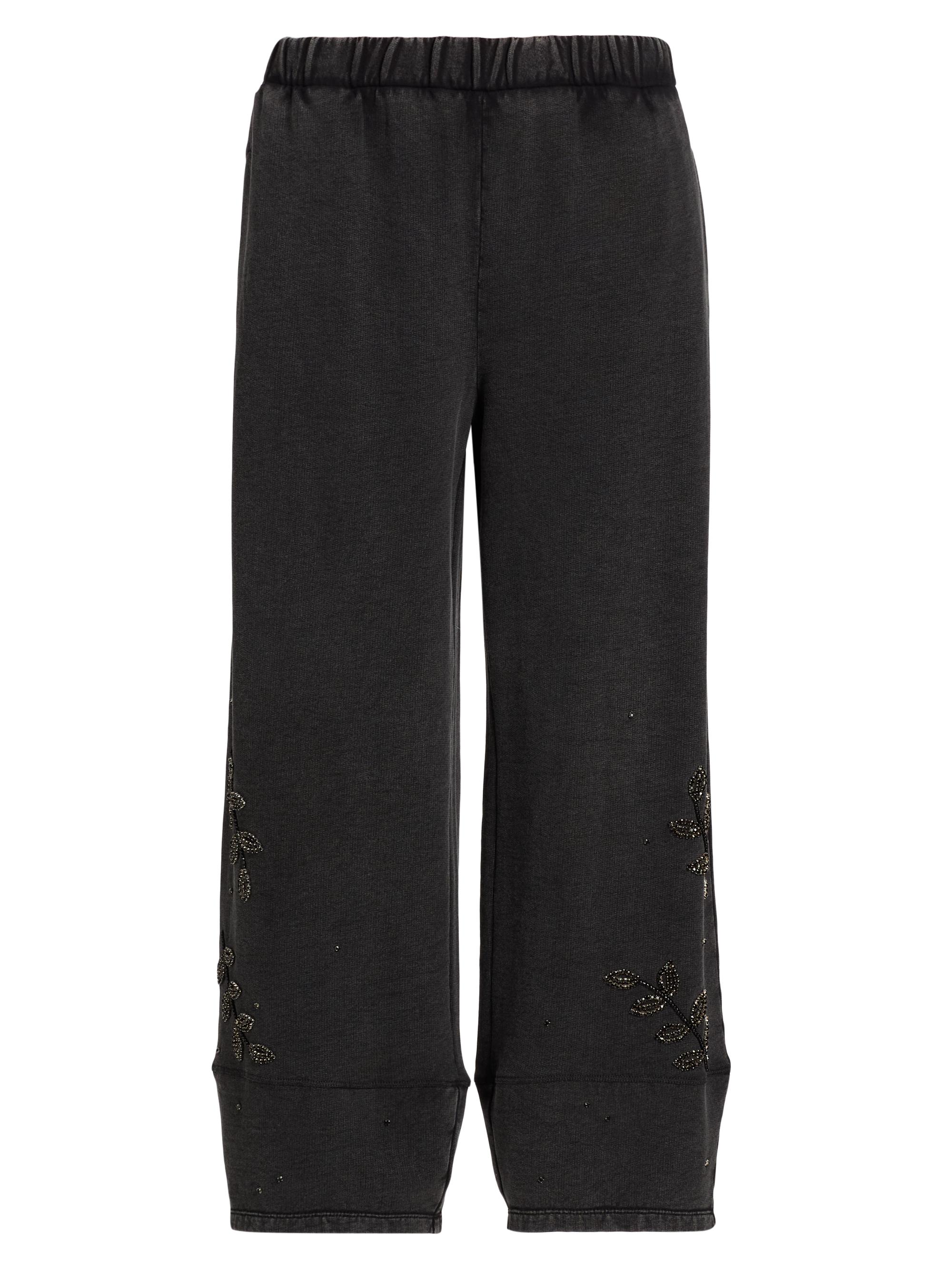Johnny Was Women's Embellished French Terry Barrel Sweatpants - Charcoal Heather