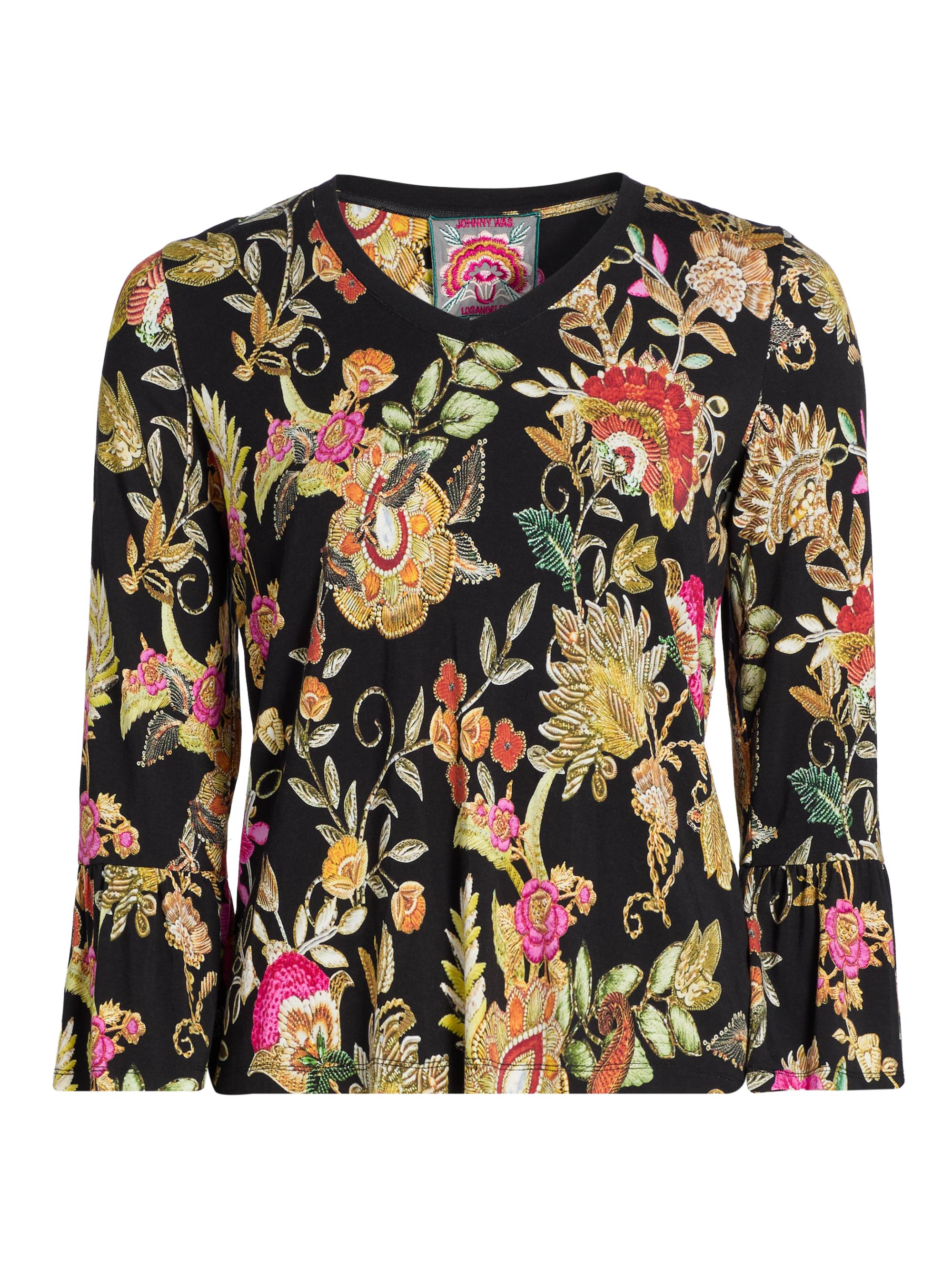 Johnny Was Women's The Janie Favorite Lowri Floral Flute-Sleeve T-Shirt - Lowri Black