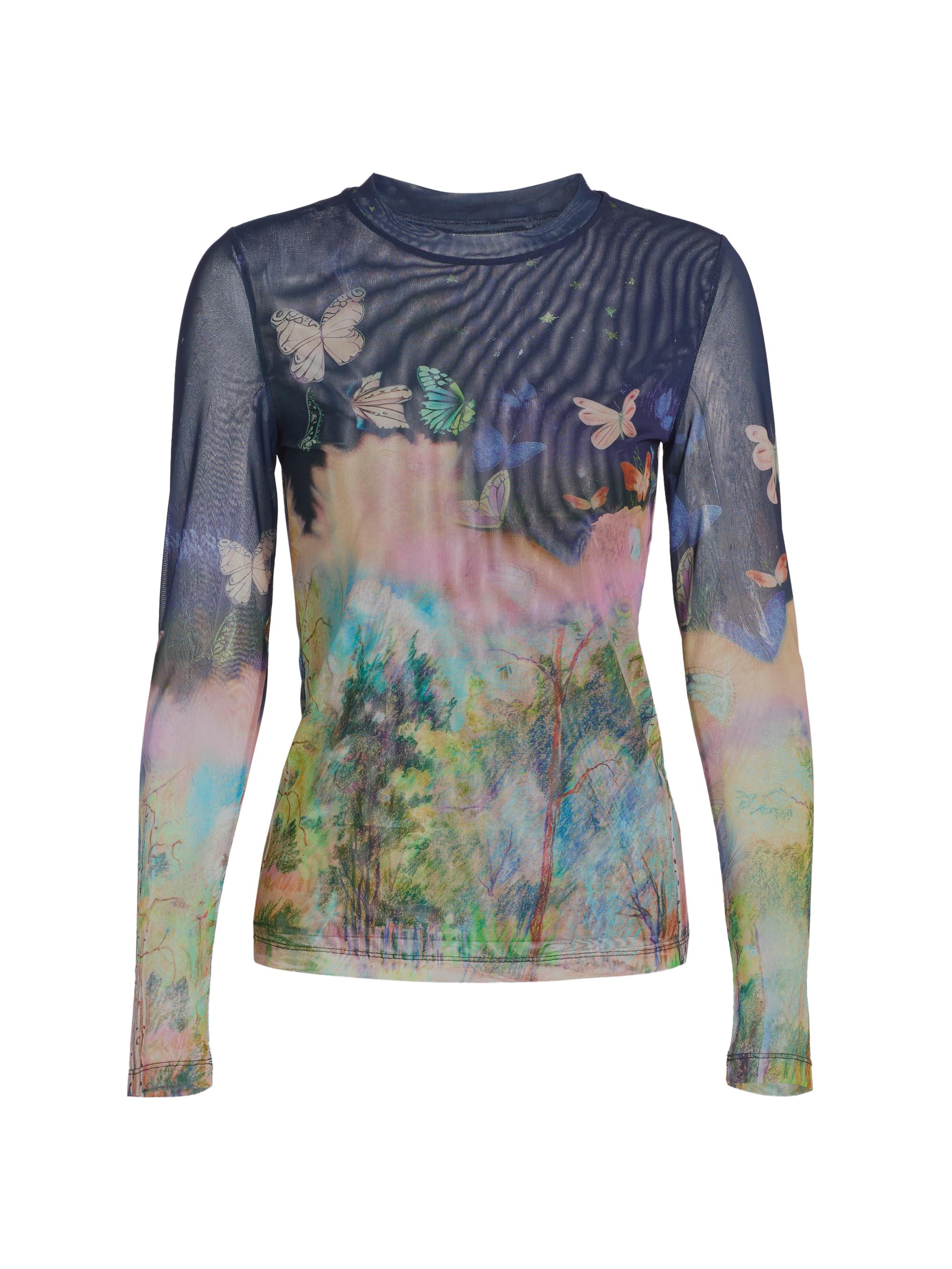 Johnny Was Women's Natalie Printed Mesh Crewneck T-Shirt - Aurelius