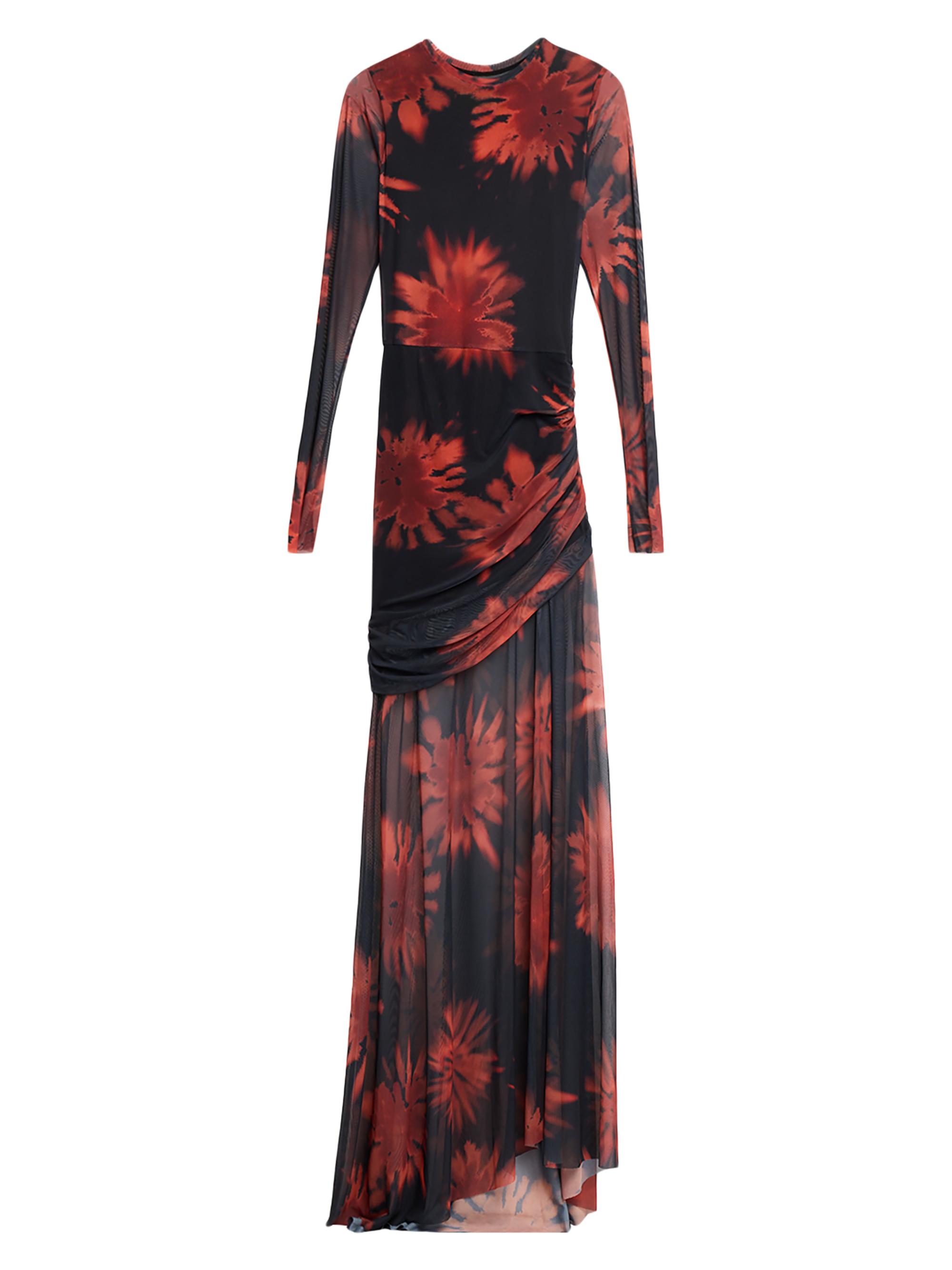 JBQ Women's Serene Floral Mesh Maxi Dress - Crimson Black