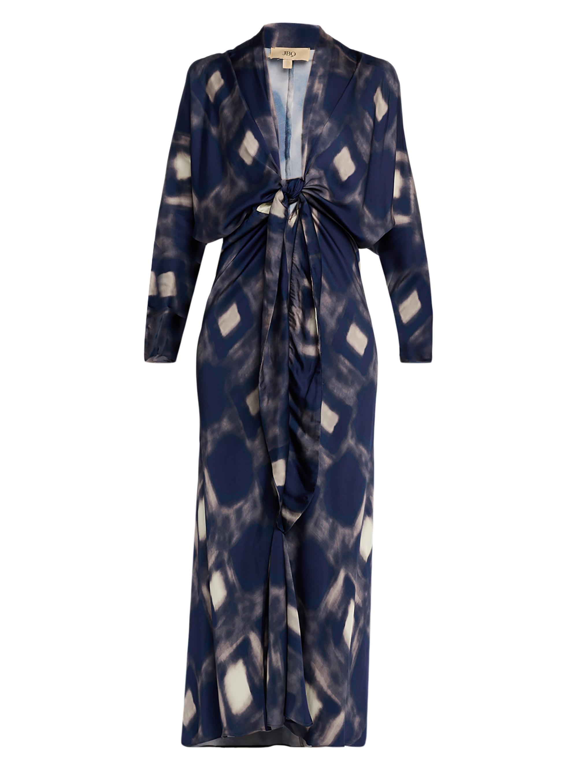 JBQ Women's Celine Geometric Tie-Front Maxi Dress - Blue