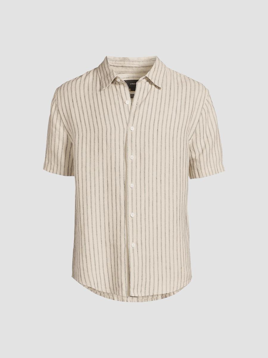 Vince Ballstone Striped Hemp Shirt | Saks Fifth Avenue