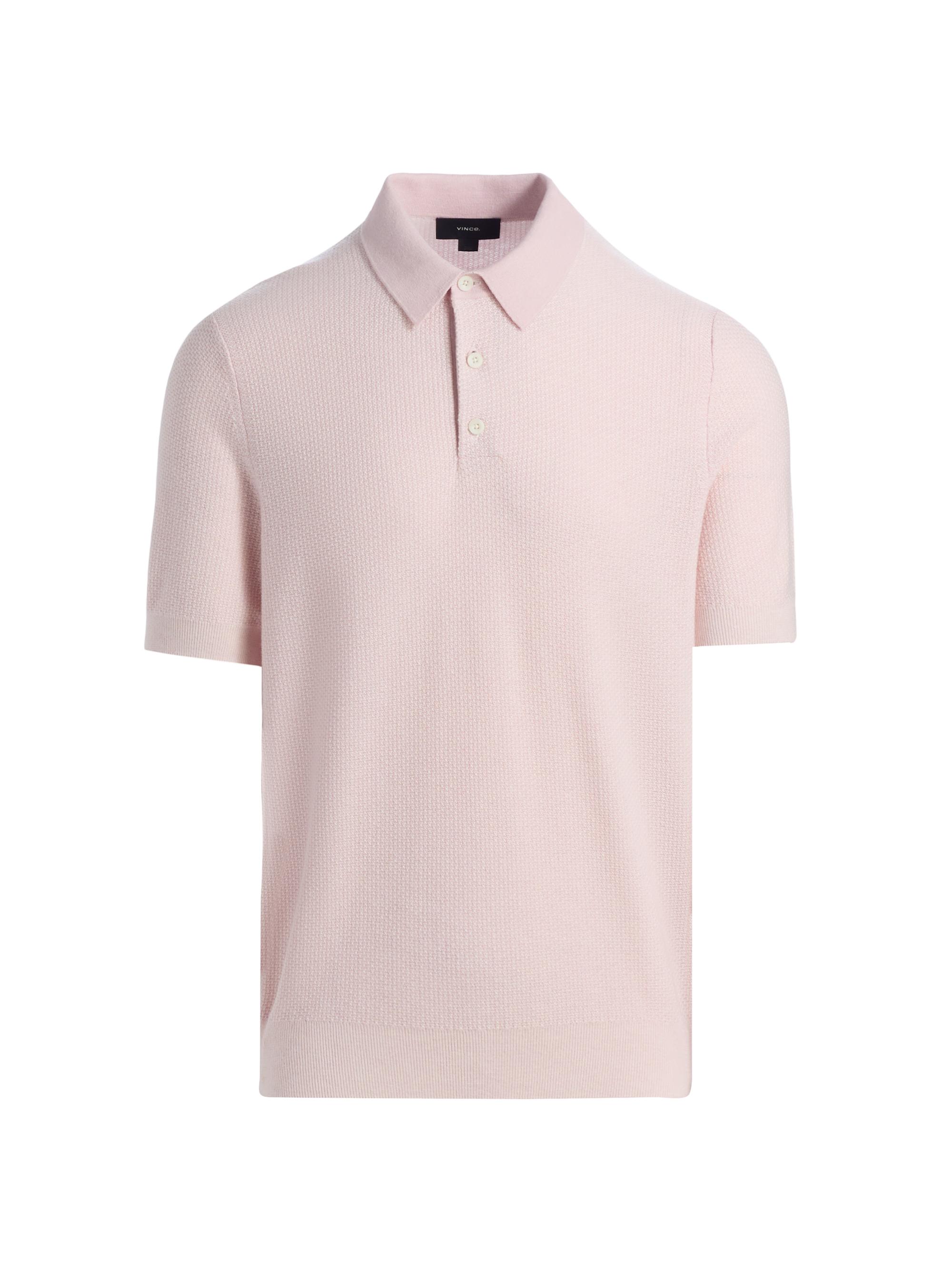 Vince Men's Textured Wool-Cotton-Blend Jacquard Polo Shirt - Paradise Classic Cream