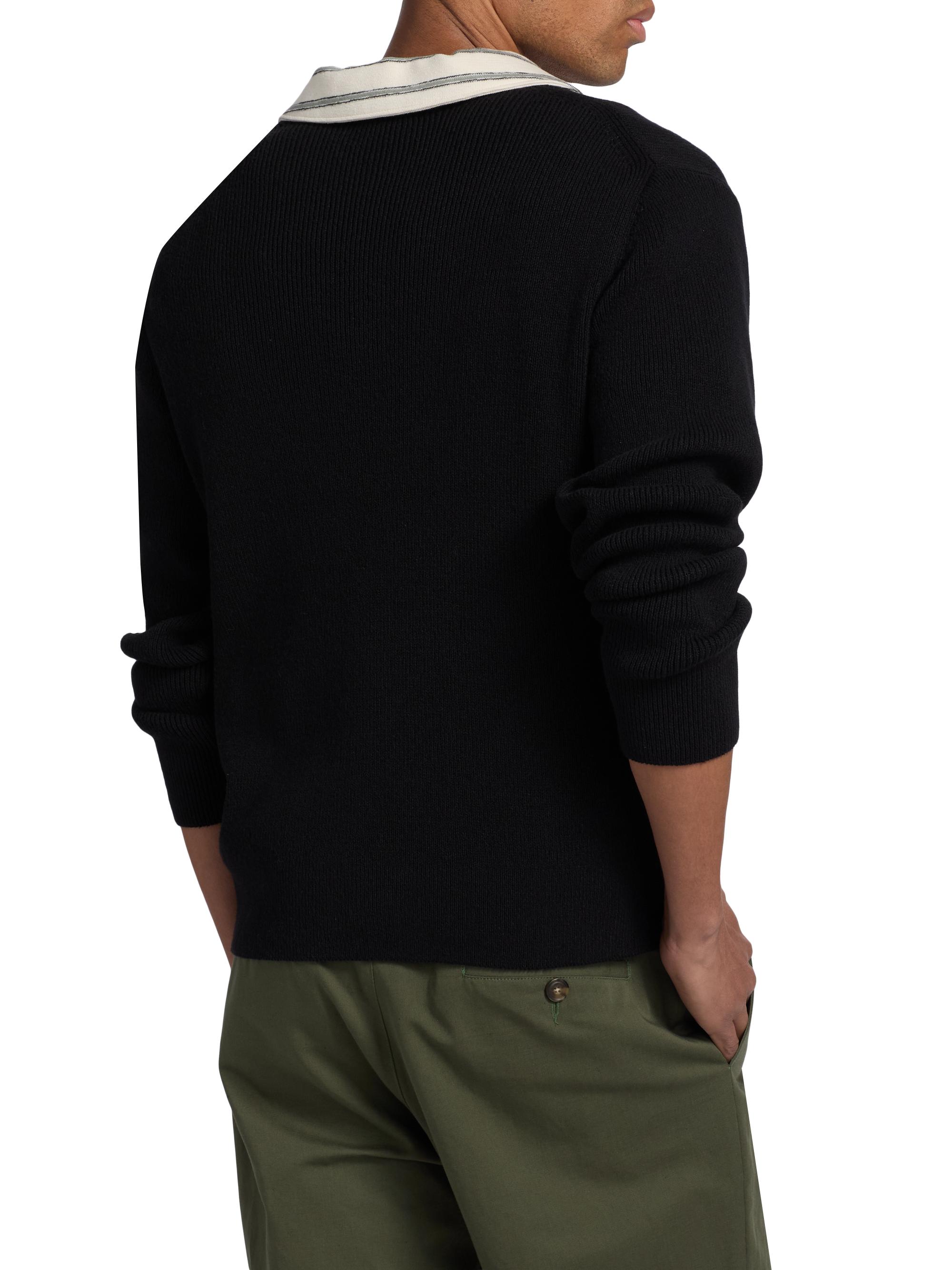 Vince Men's Rib-Knit Cotton-Blend V-Neck Sweater - Black | Thumbnail 5