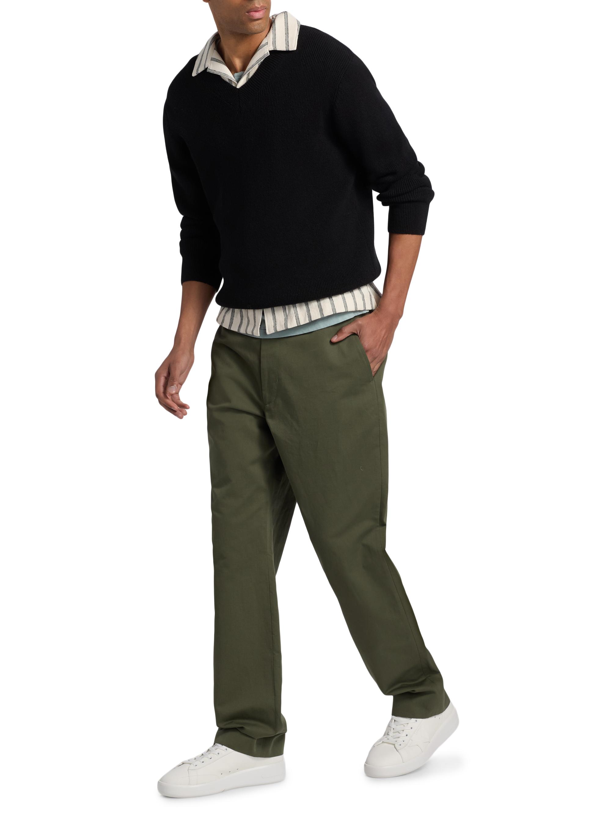 Vince Men's Rib-Knit Cotton-Blend V-Neck Sweater - Black | Thumbnail 2