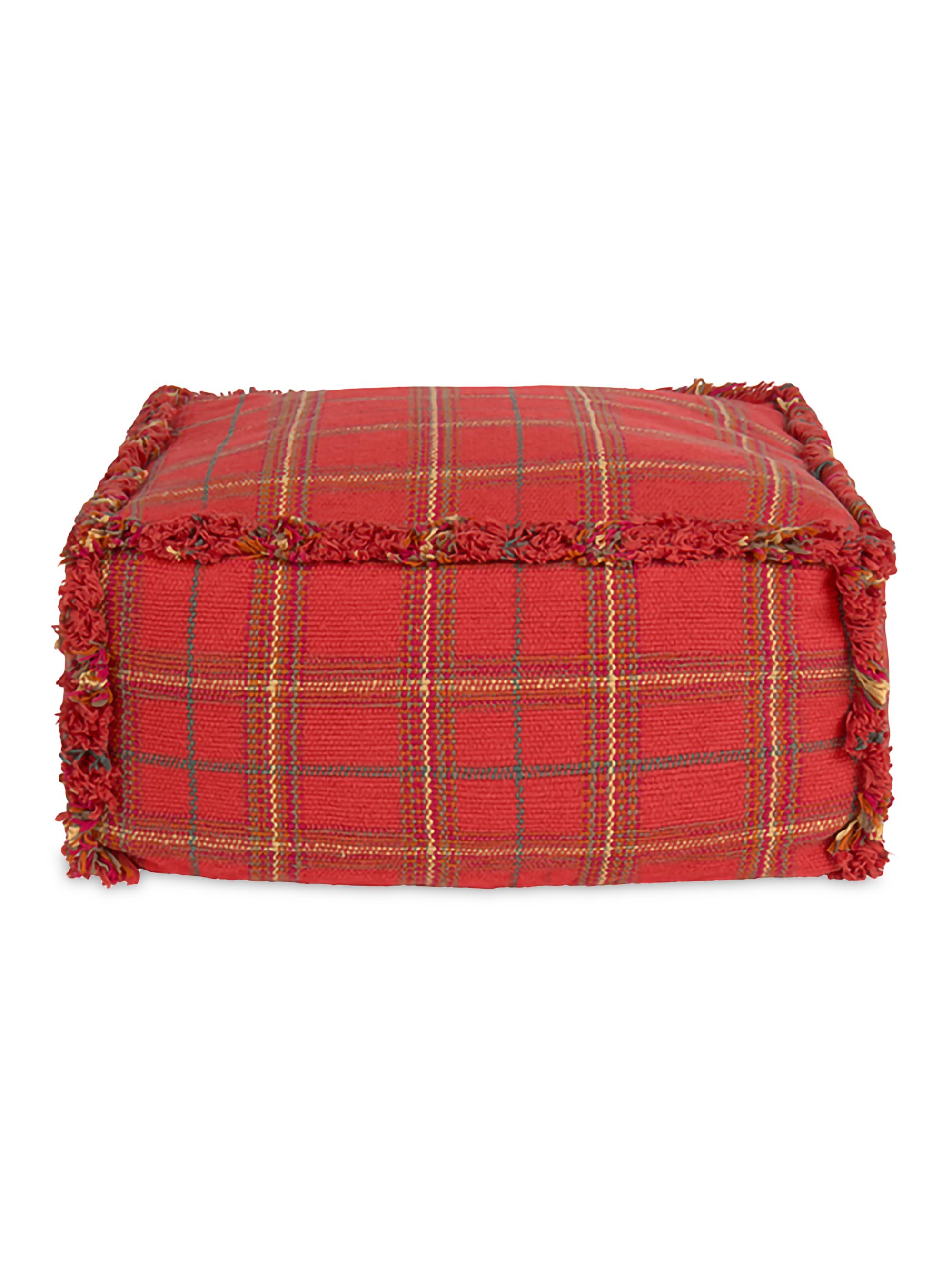 Lorena Canals Handloom Pouf - Multicolor Maple Red