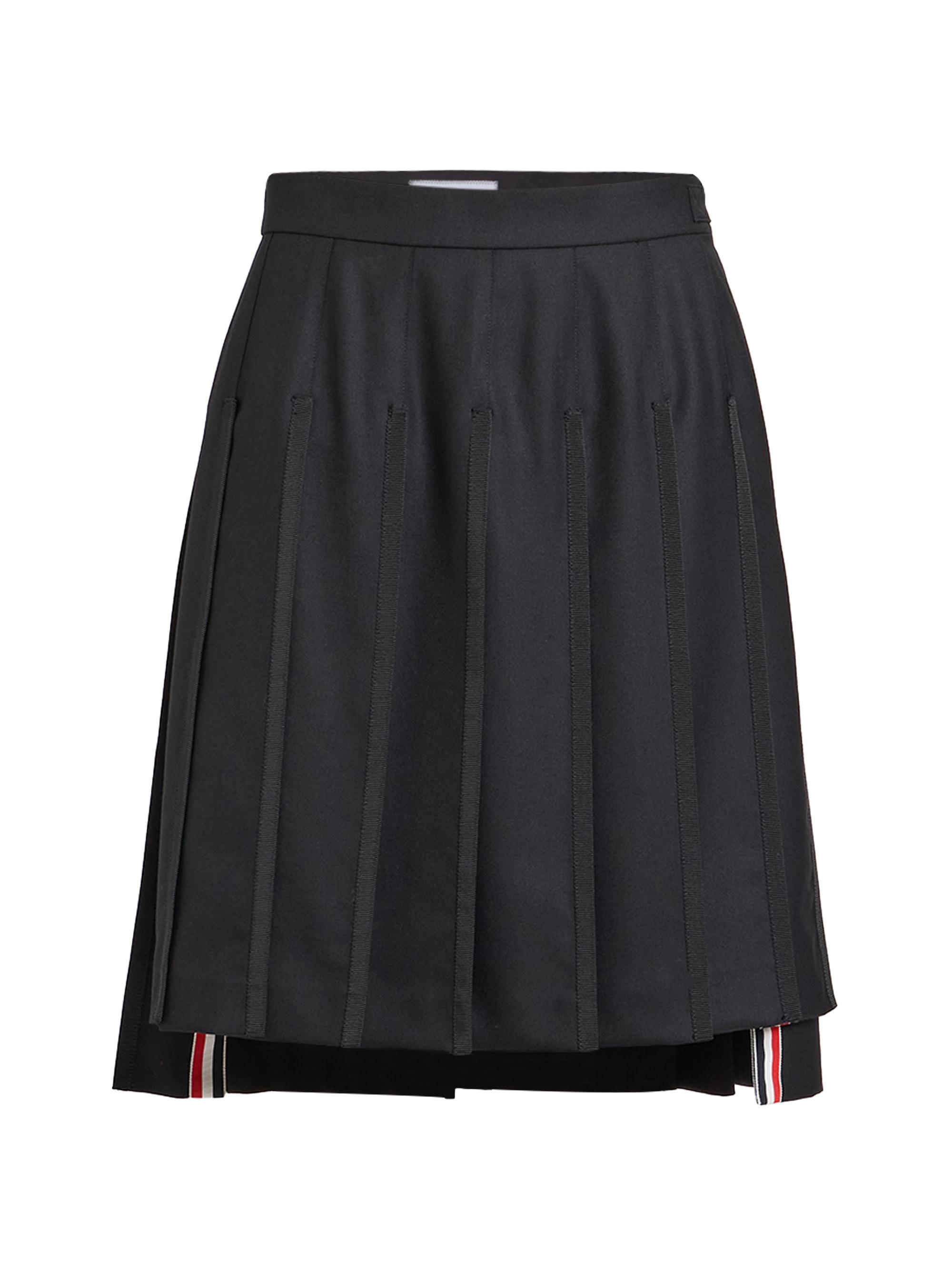 Thom Browne Women's Pleated Wool Twill Bermuda-Length Skirt - Black