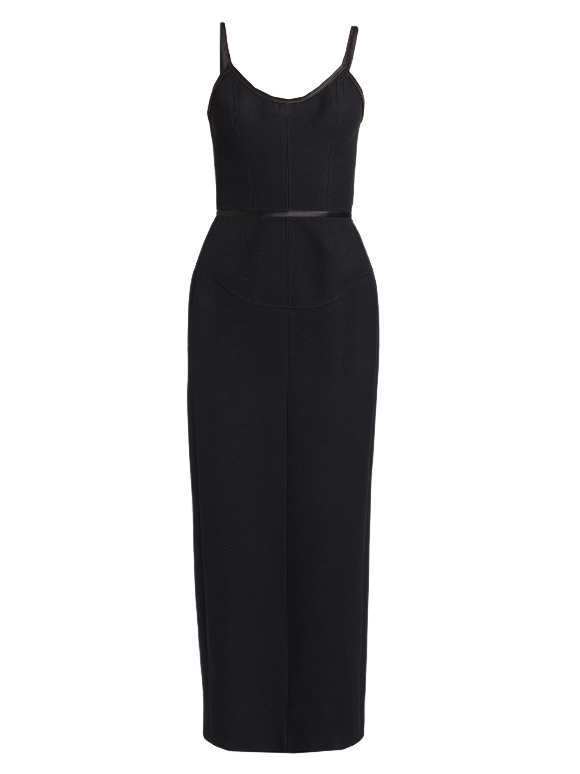 Thom Browne Women's Satin-Trim Wool Tank Maxi Dress - Black