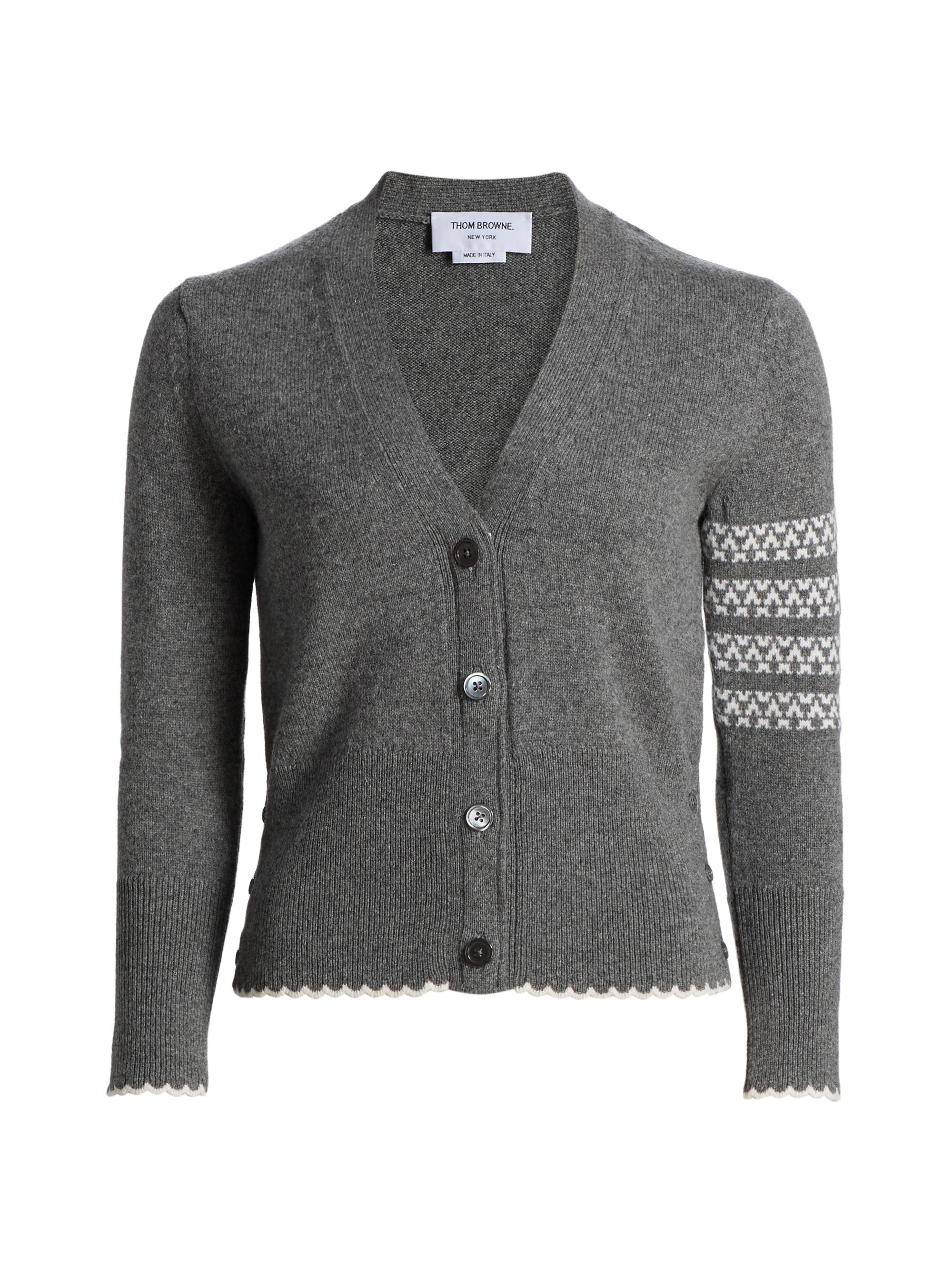 Thom Browne Women's Holiday Hector Wool Cardigan - Medium Grey