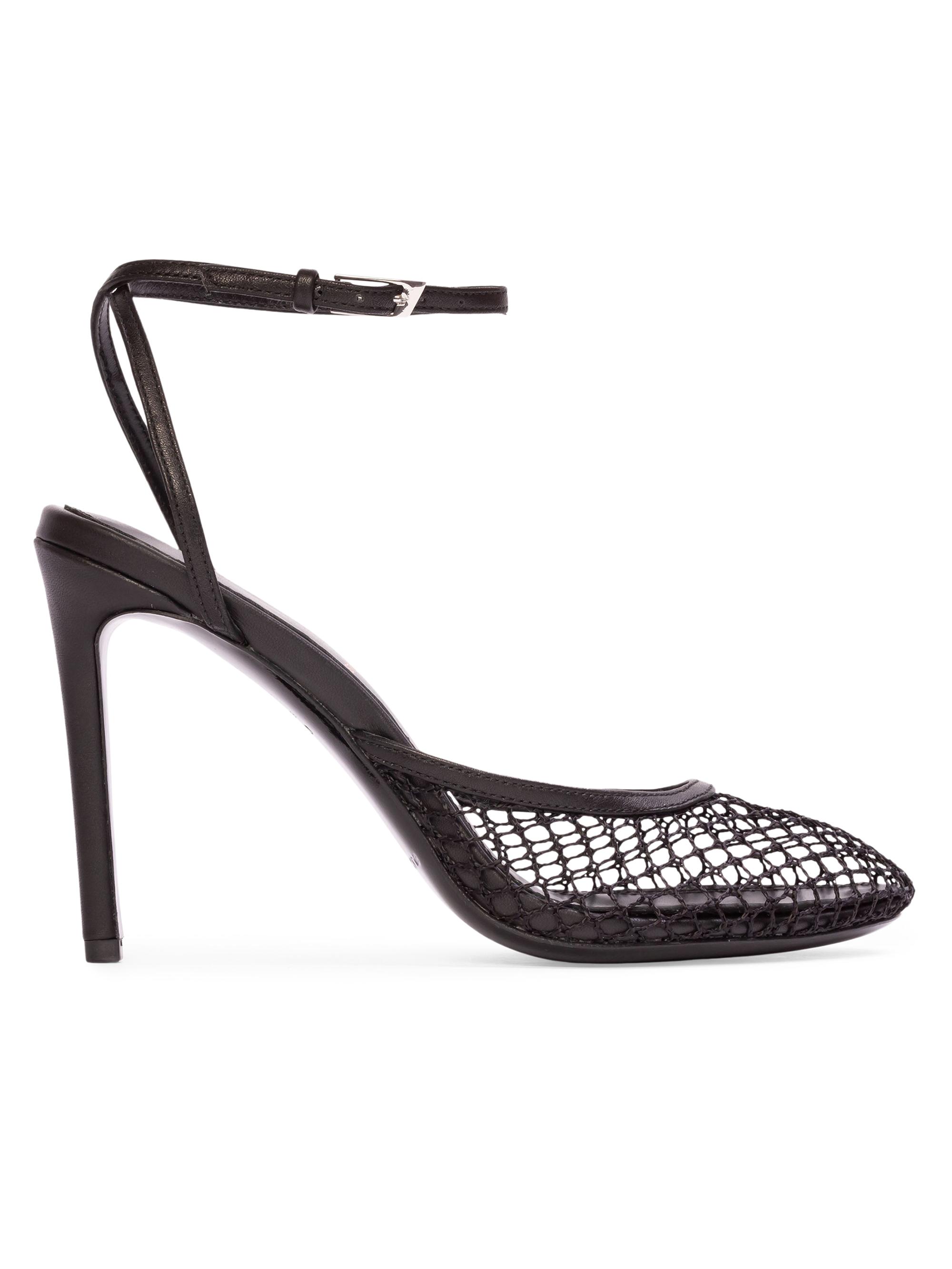 Black Suede Studio Women's Millie 100MM Mesh Sandals - Black Woven Mesh