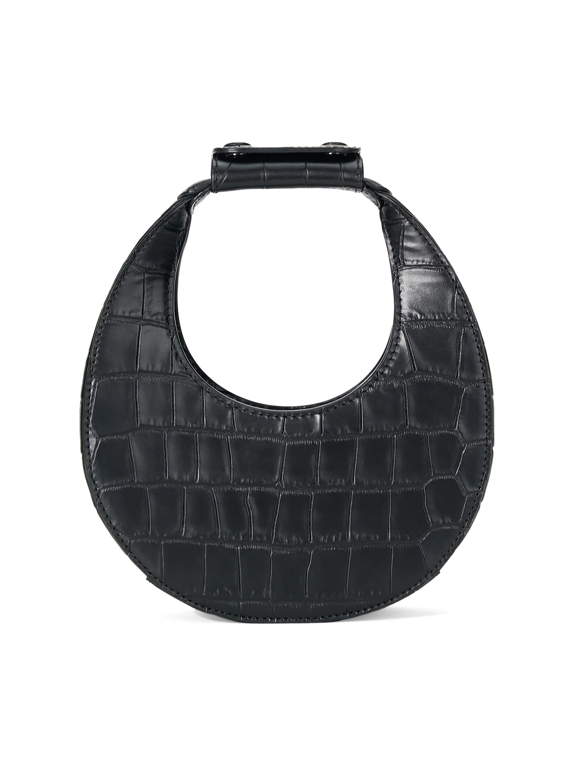 Staud Women's Good Night Moon Crocodile-Embossed Leather Bag - Black Croco