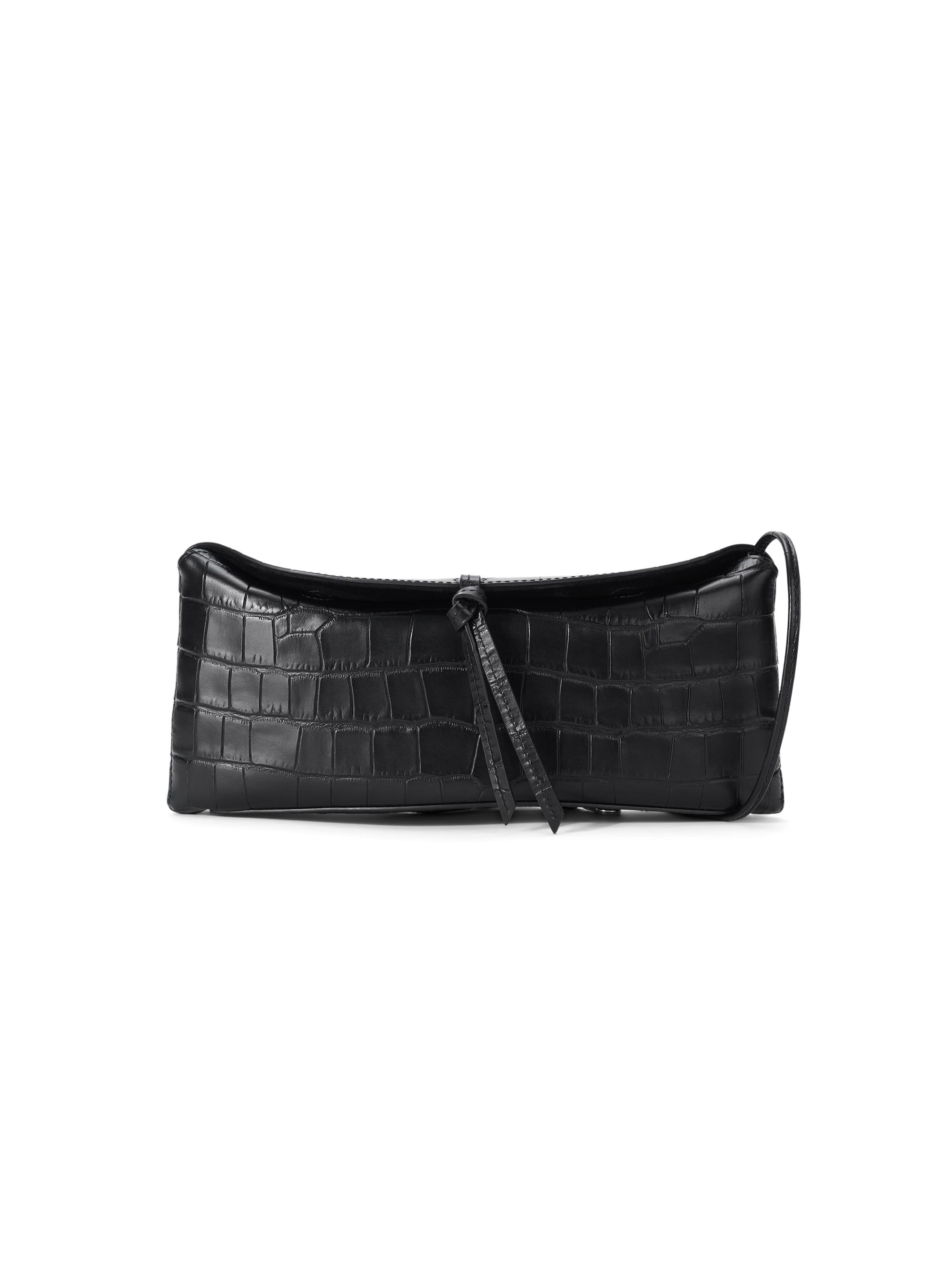 Staud Women's Eve Crocodile-Embossed Leather Clutch - Black Croco