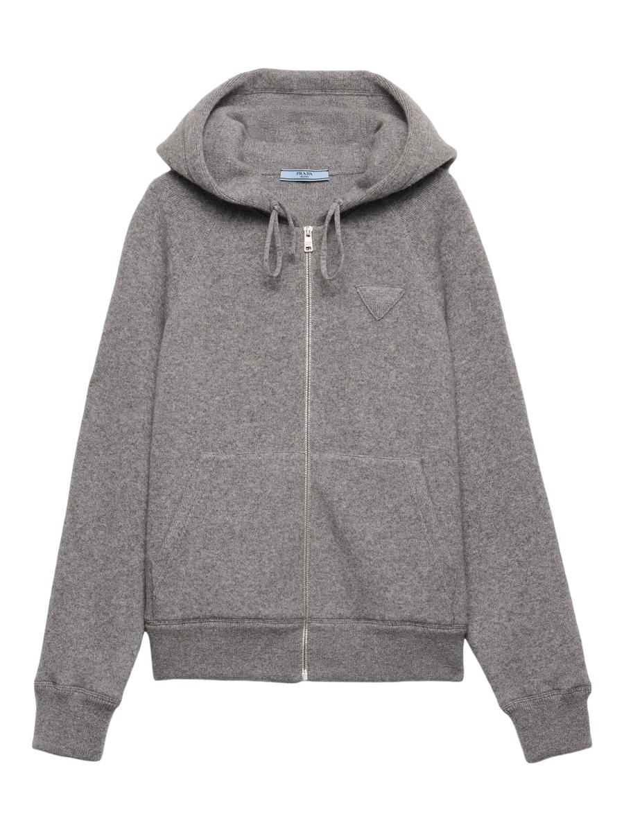 Prada Women's Cashmere Hooded Cardigan In Gray