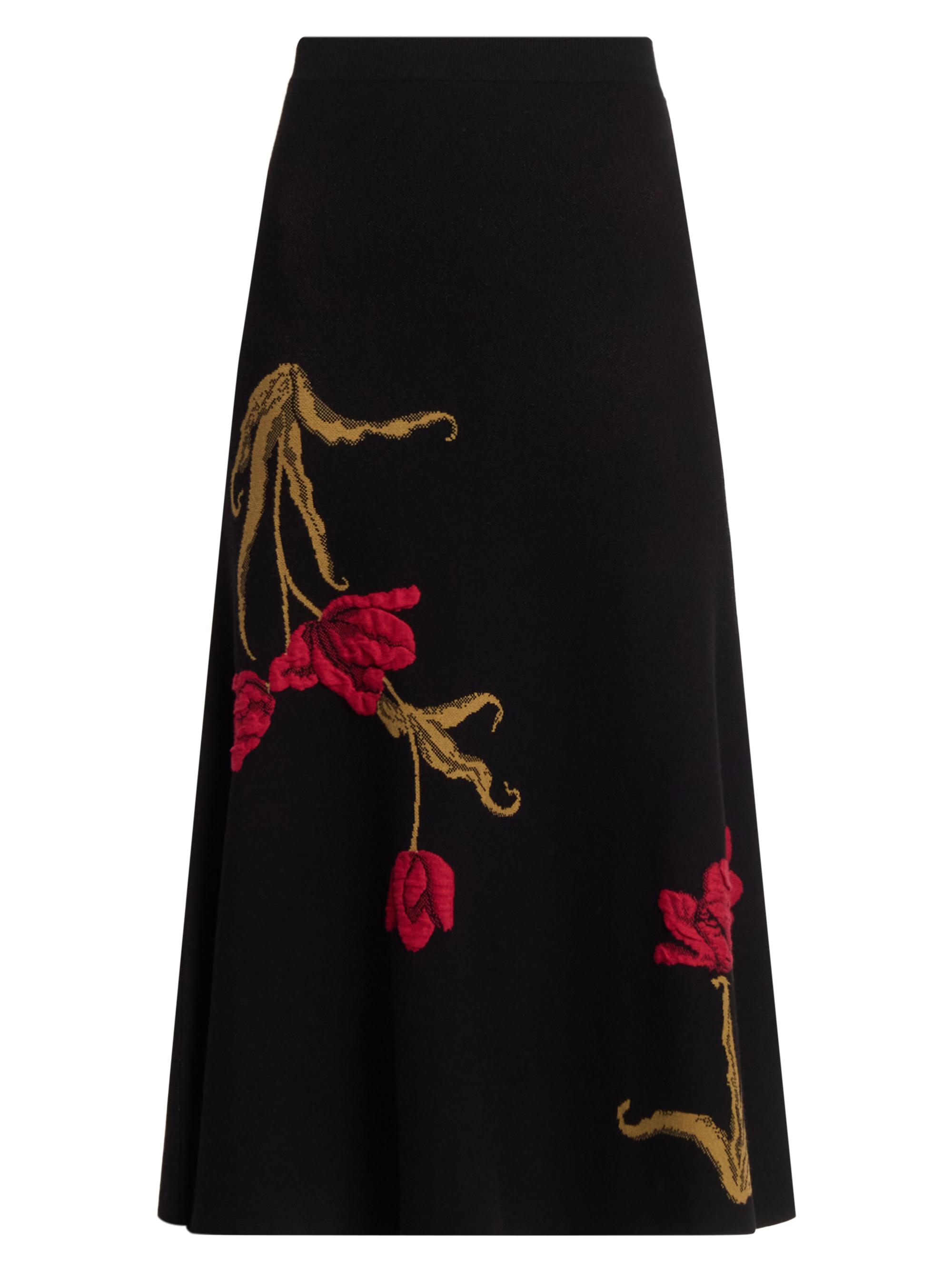 Erdem Women's Flower Knit A-Line Midi-Skirt - Black