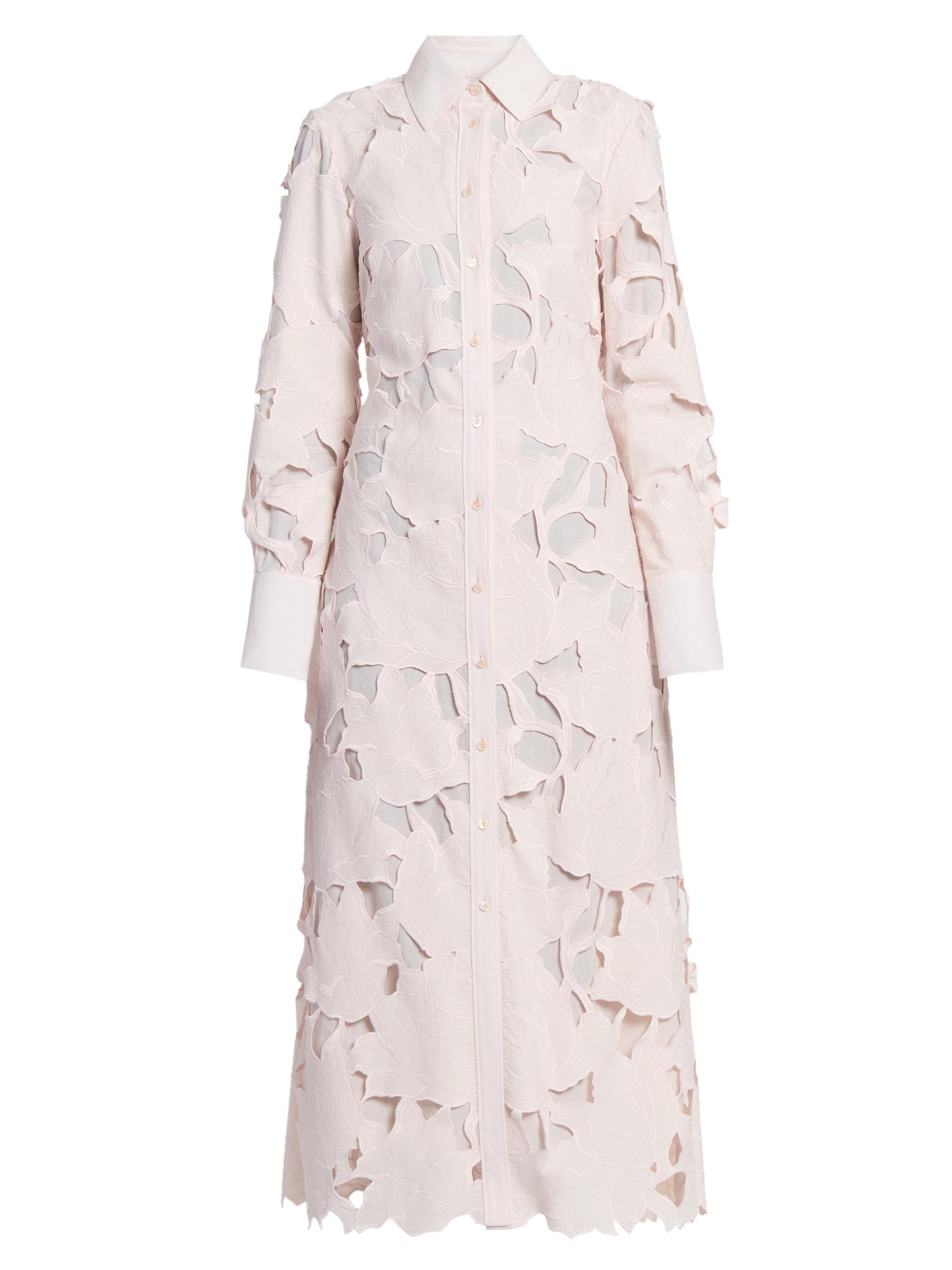 Erdem Women's Cameo Guipure Lace Shirtdress - Cameo Pink